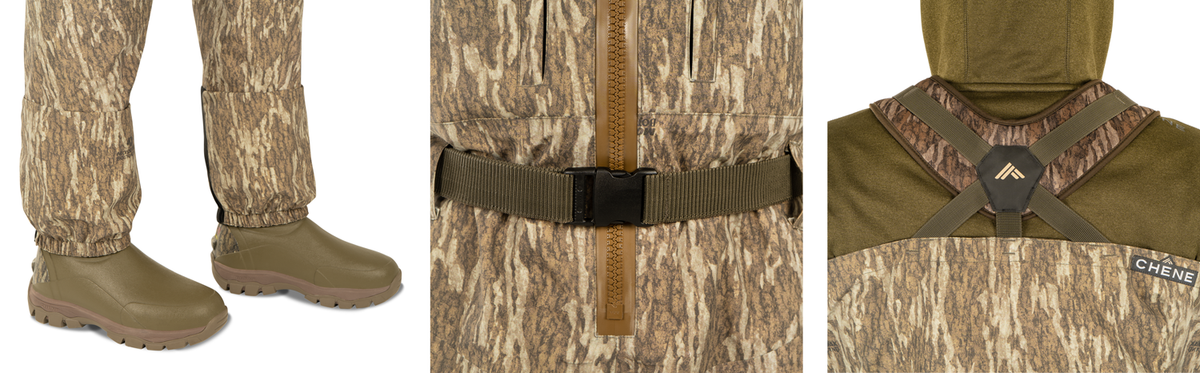 Chêne wader boots, belts, and straps