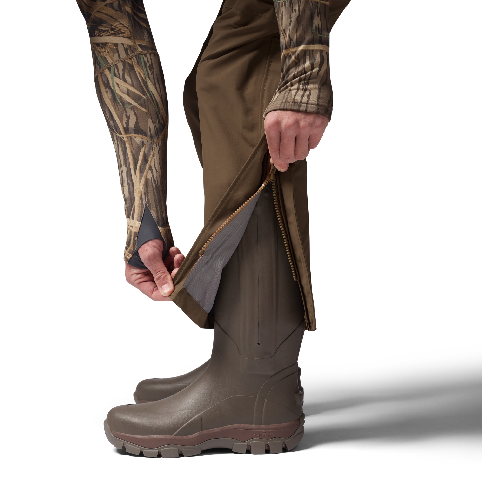 Hydro-Lok Field Bib in Field Tan, on model #field_tan