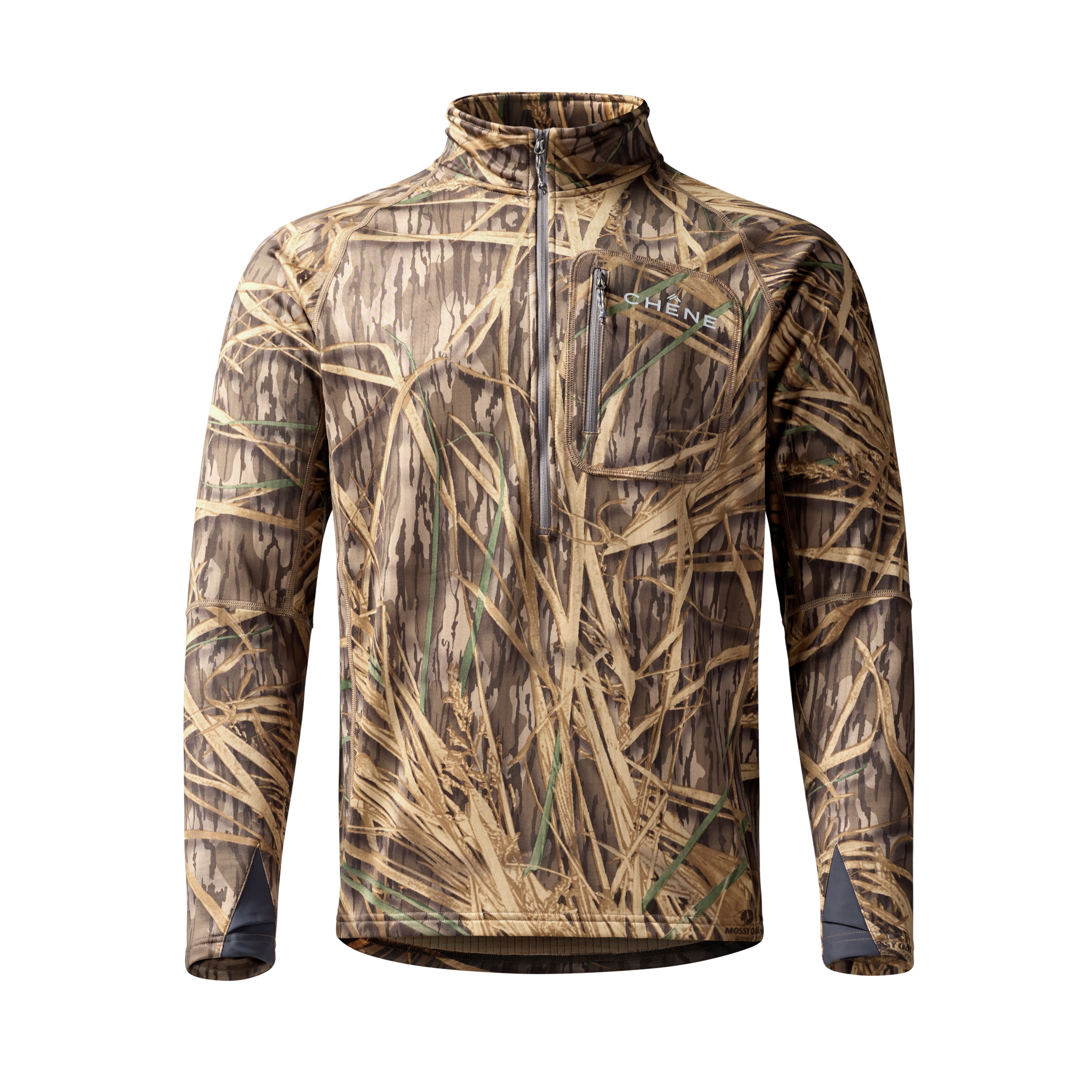 Sixty Series Technical Fleece Half Zip in Mossy Oak Original Shadow Grass, front view #mossy_oak_original_shadow_grass