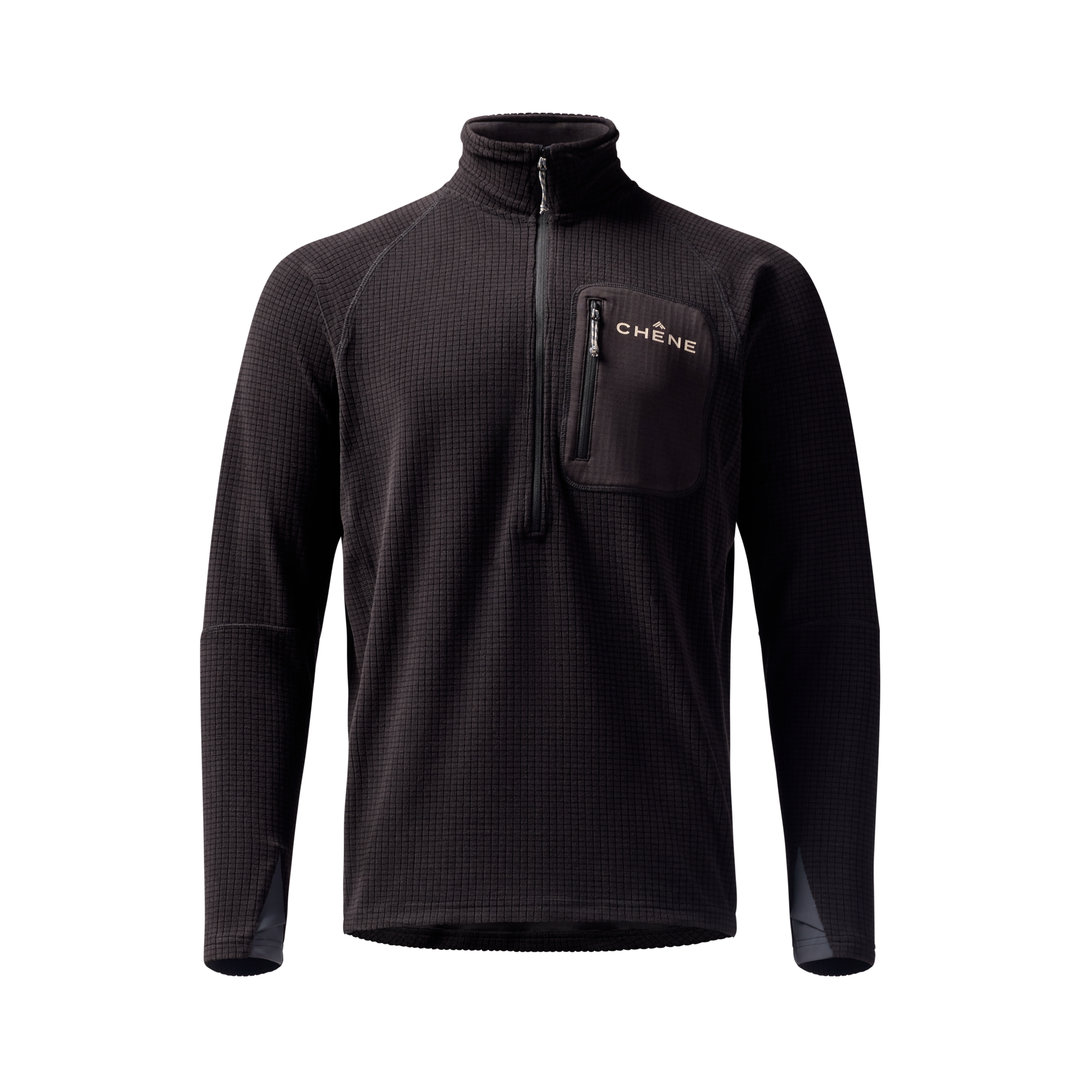Sixty Series Check Fleece Half Zip in Black, front view #black
