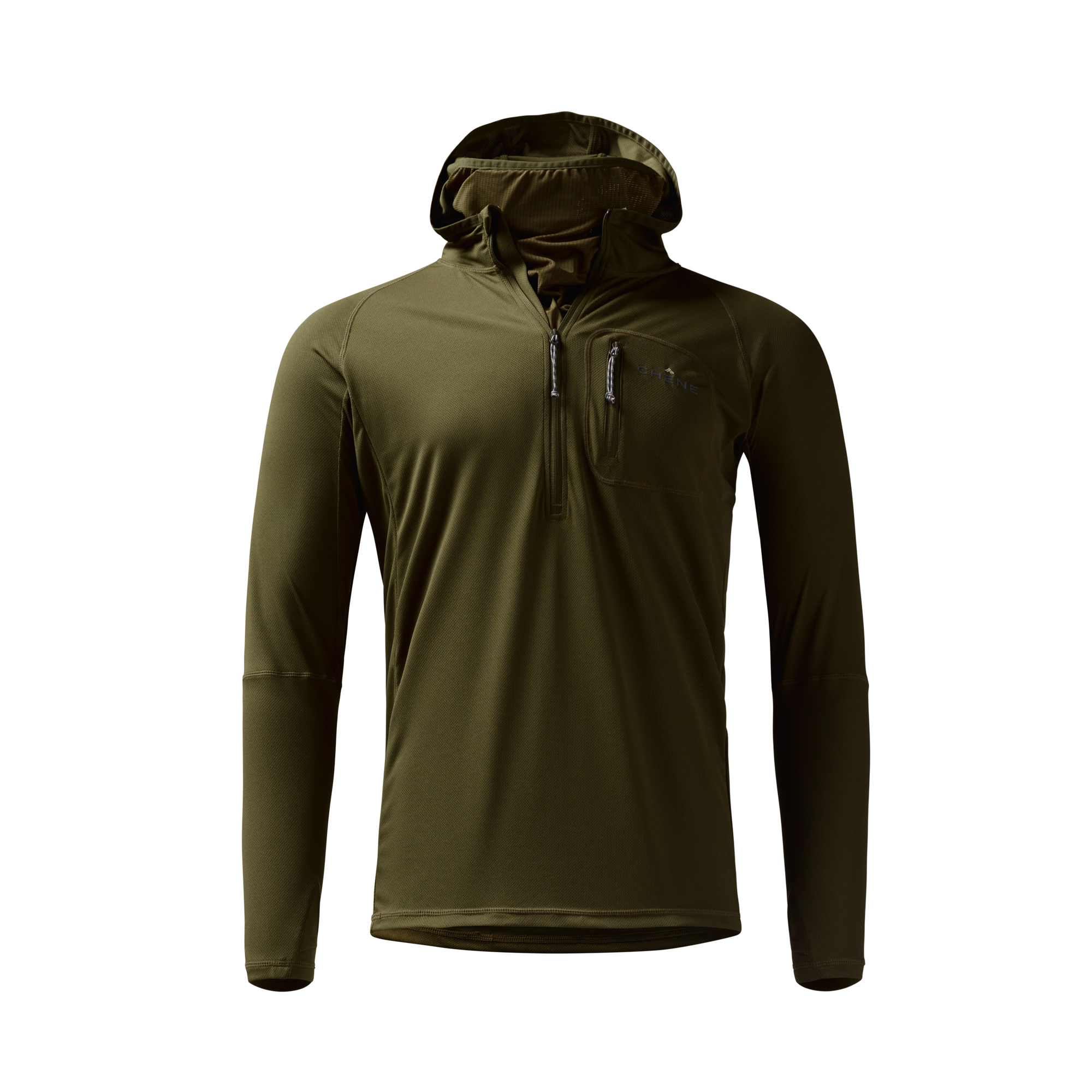 Vale 105 Synthetic Hoodie in Dark Olive, front view #dark_olive