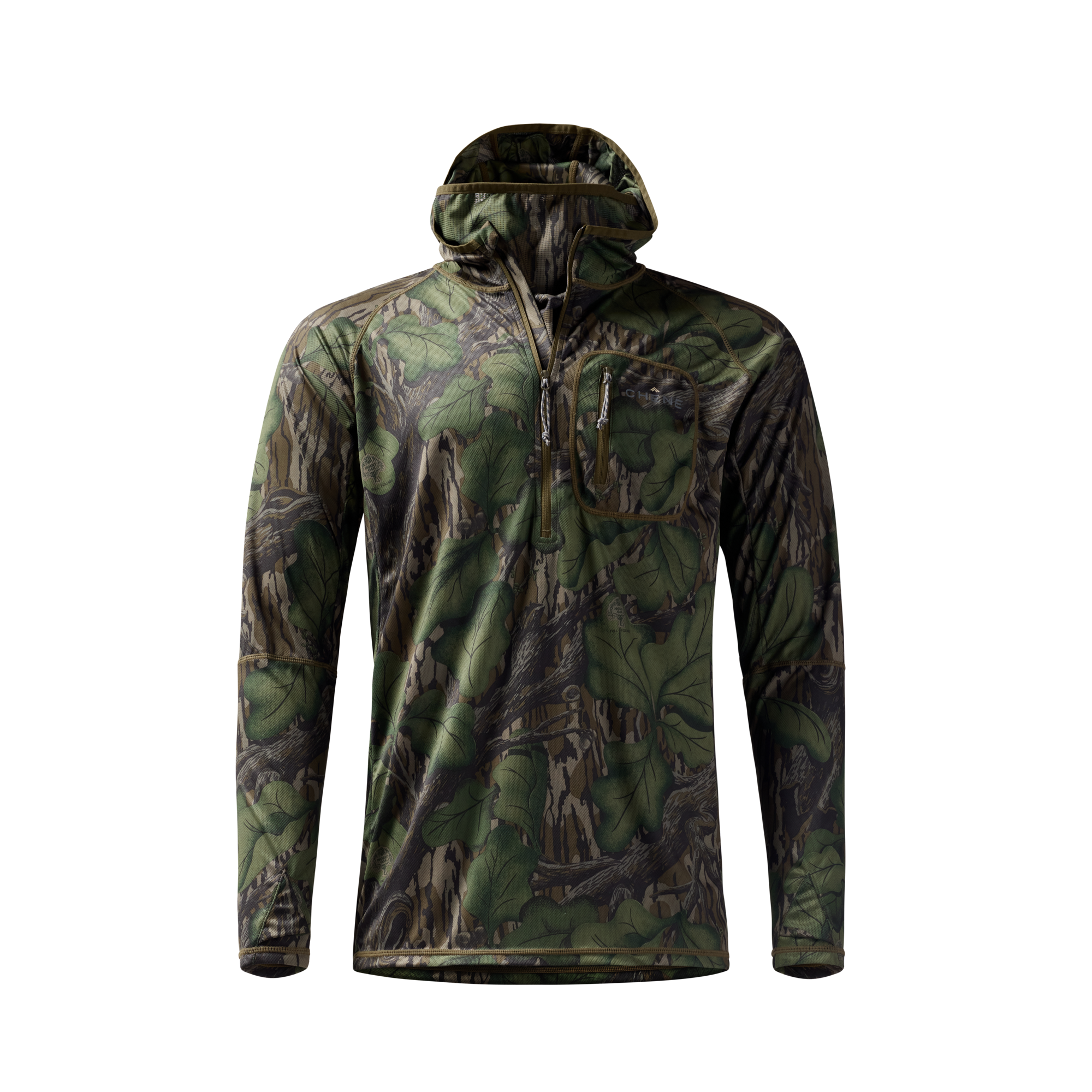 Vale 105 Synthetic Hoodie in Mossy Oak Full Foliage, front view #mossy_oak_full_foliage