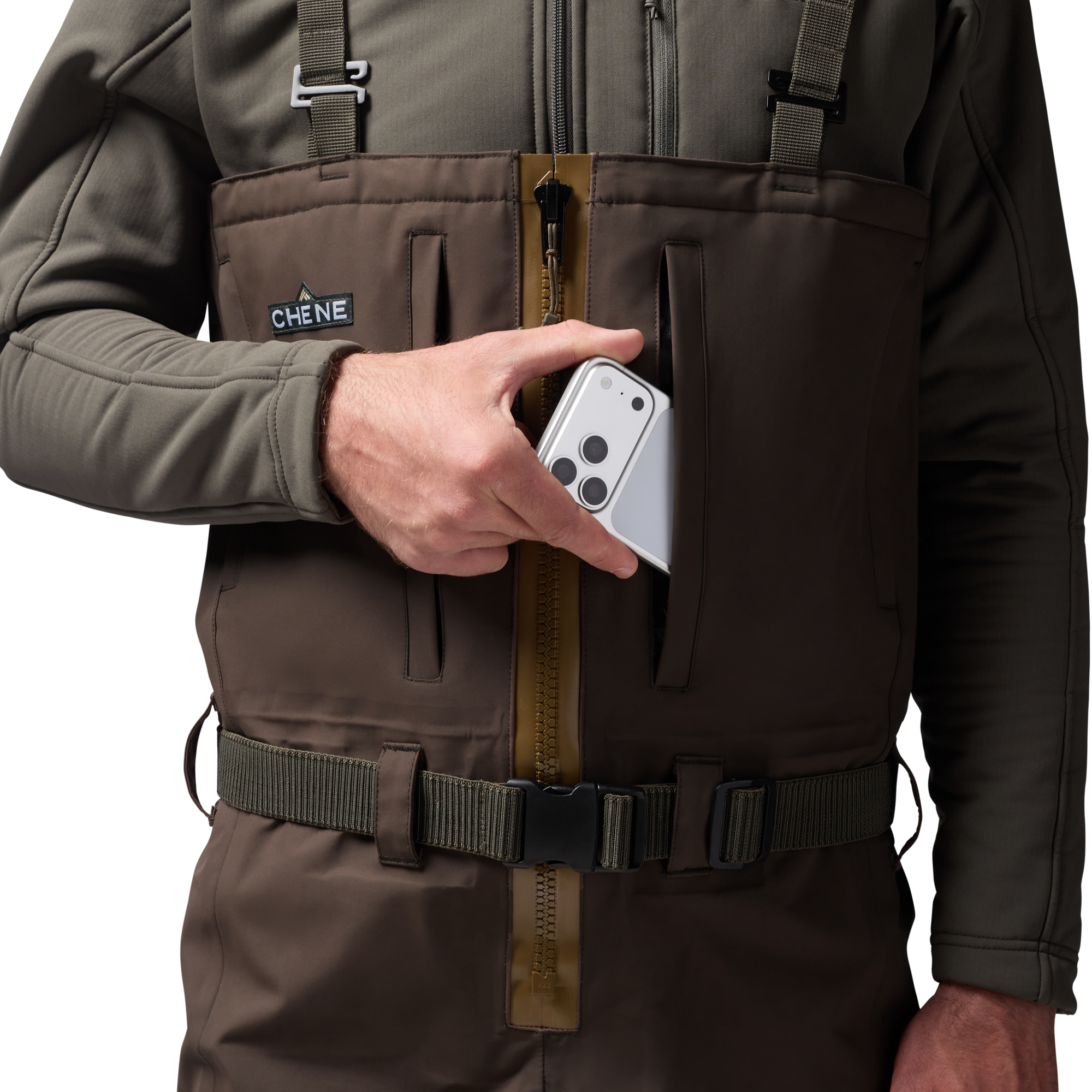 Brown 2S Wader in Brown, on model #brown