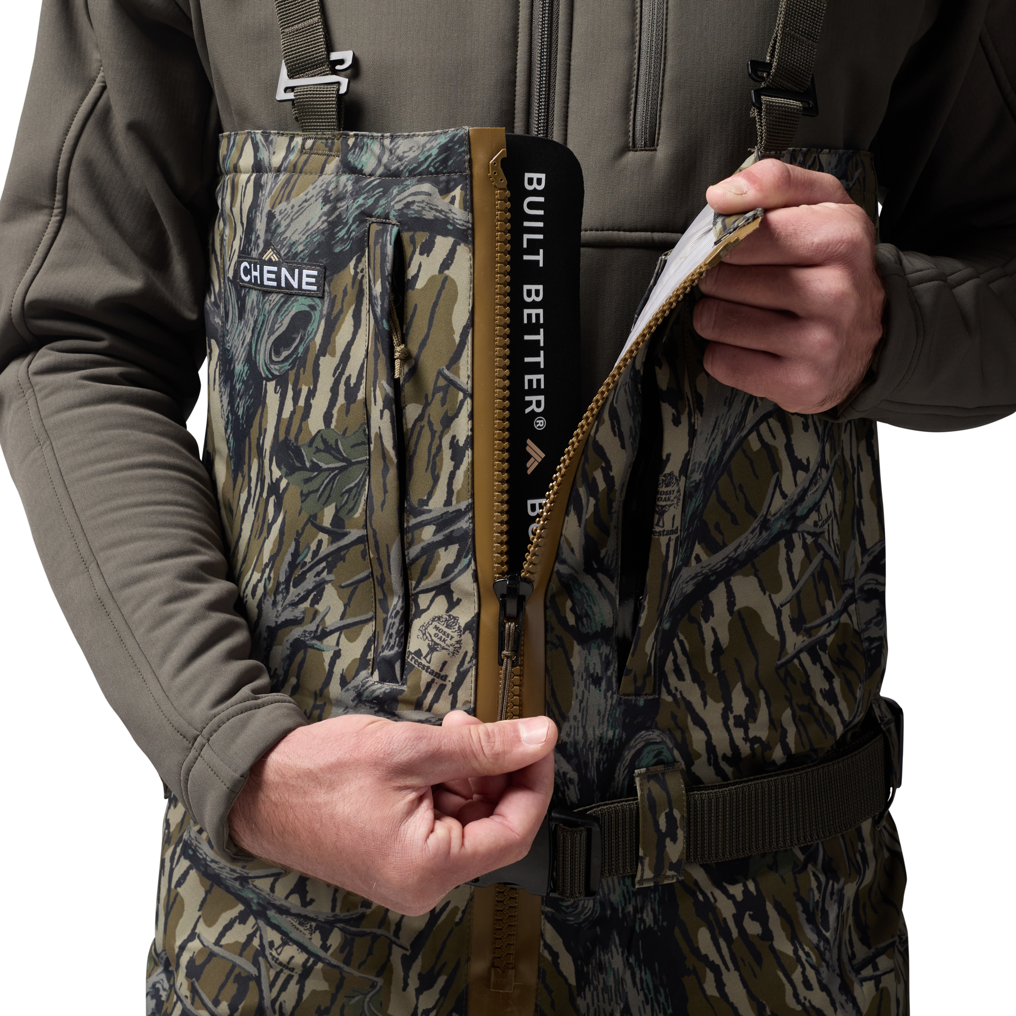 Mossy Oak Original Treestand 2S Wader in Mossy Oak Original Treestand, on model #mossy_oak_original_treestand