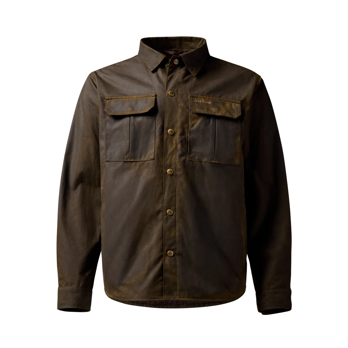 Founder's Reserve Waxed Jac-Shirt in Dark Olive, front view #dark_olive