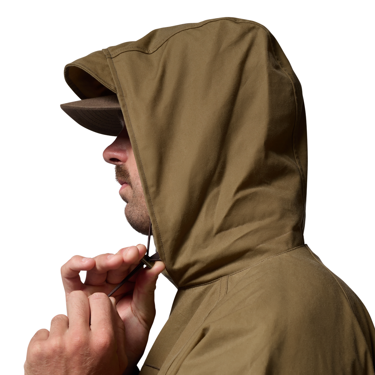 Founders' Reserve Waxed Wading Jacket in Field Khaki, on model #field_khaki