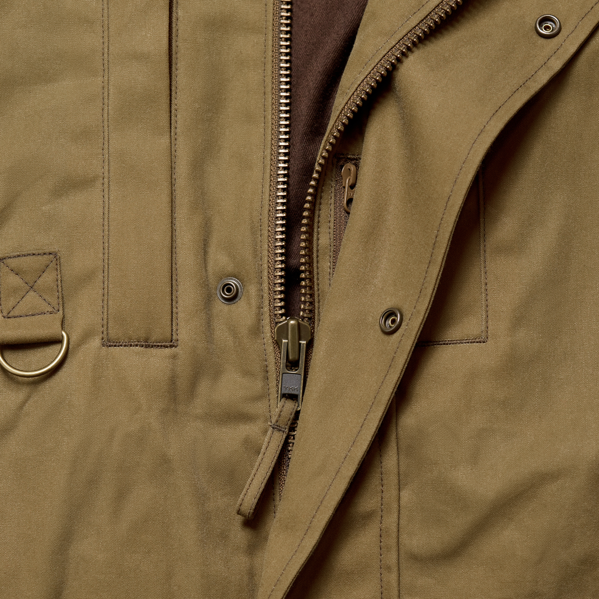 Founders' Reserve Waxed Wading Jacket in Field Khaki, fabric detail #field_khaki