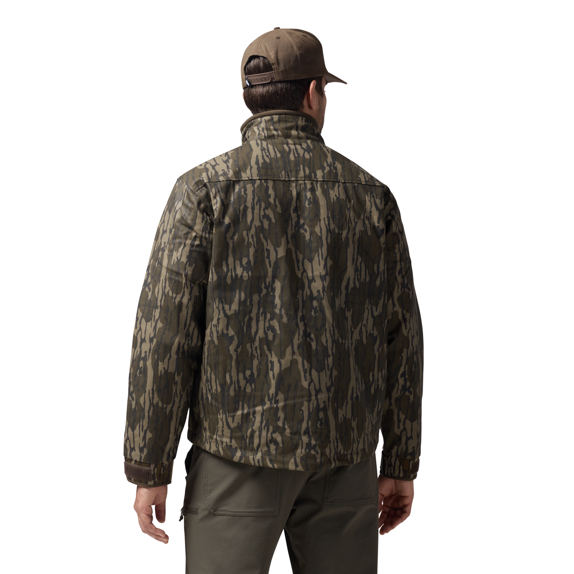 Waxed Canvas Goose Down Jacket in Mossy Oak Original Bottomland, on model #mossy_oak_original_bottomland