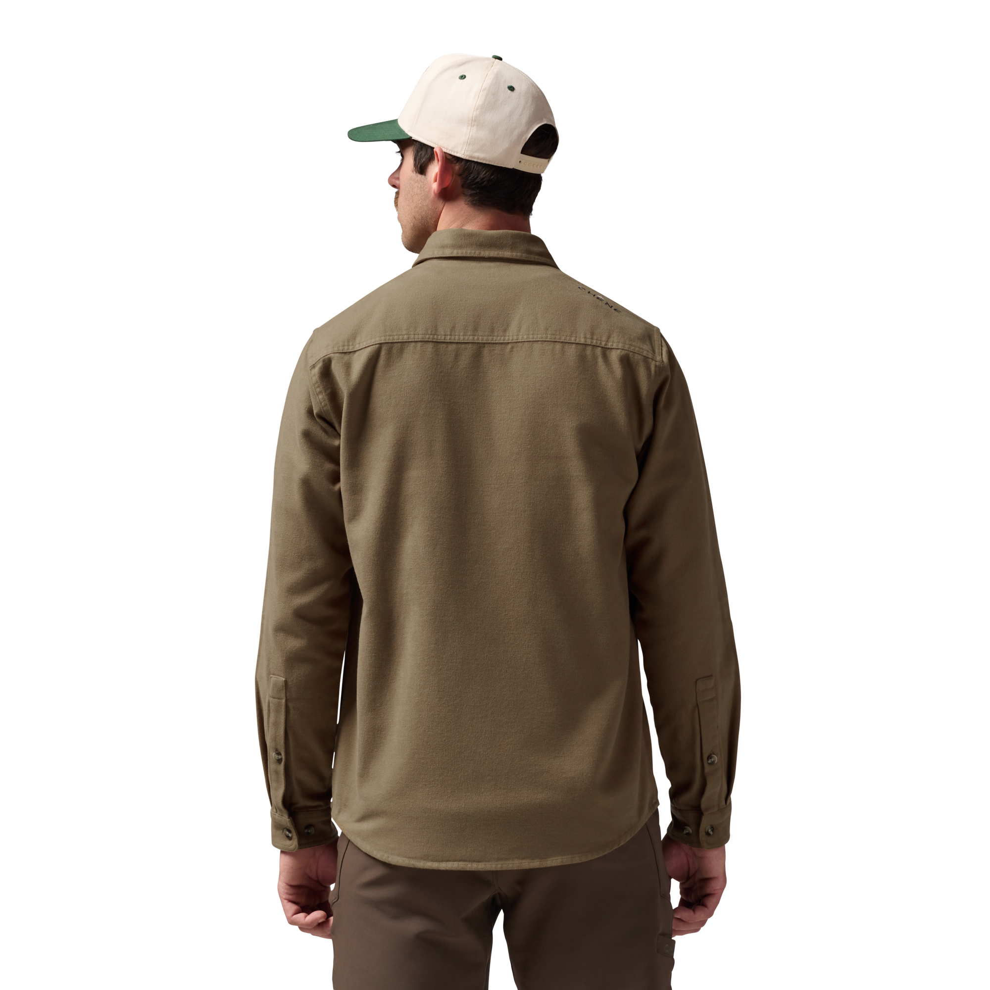 Waterfowler Moleskin Shirt in Field Khaki, on model #field_khaki