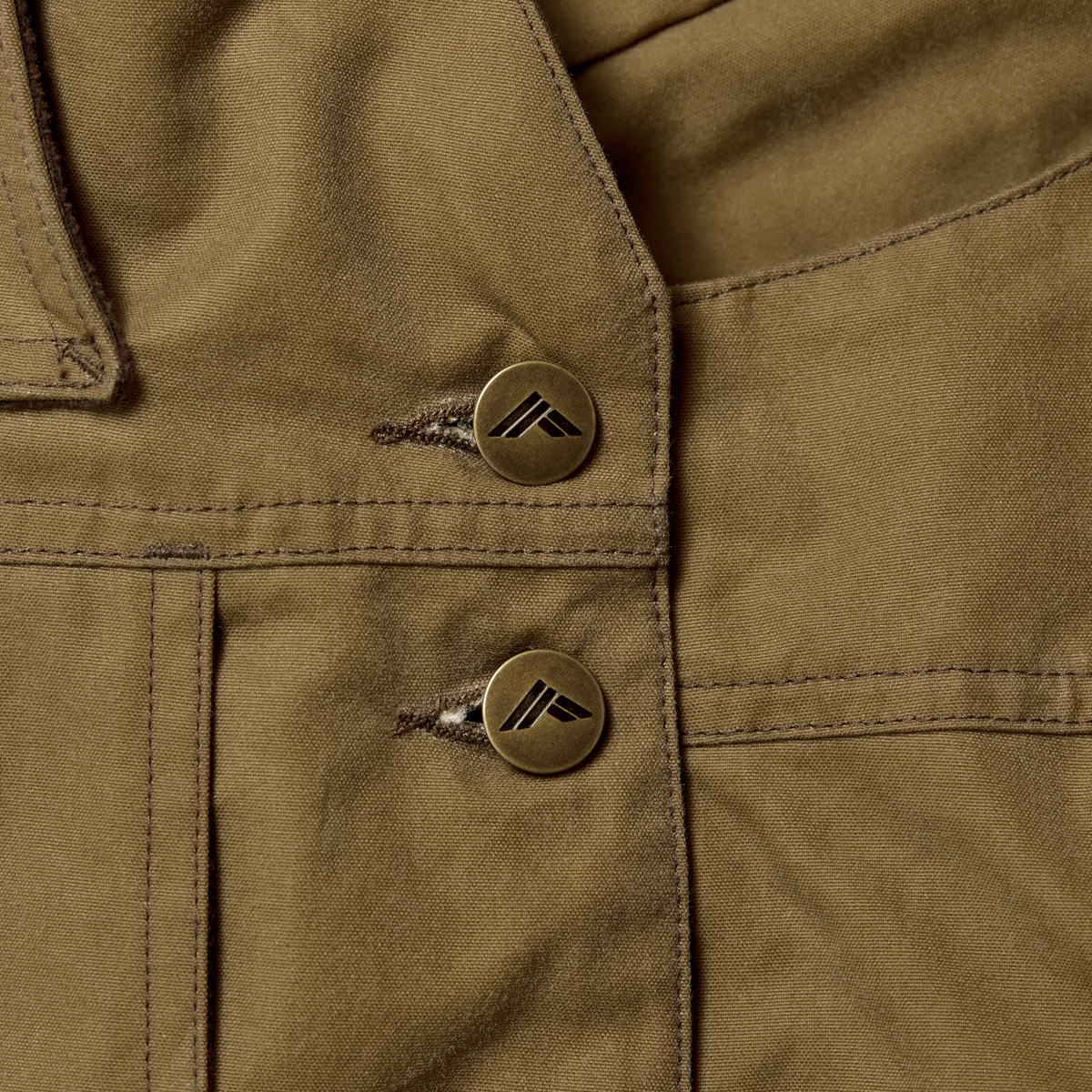 Founders' Reserve Waxed Bib in Field Khaki, fabric detail #field_khaki
