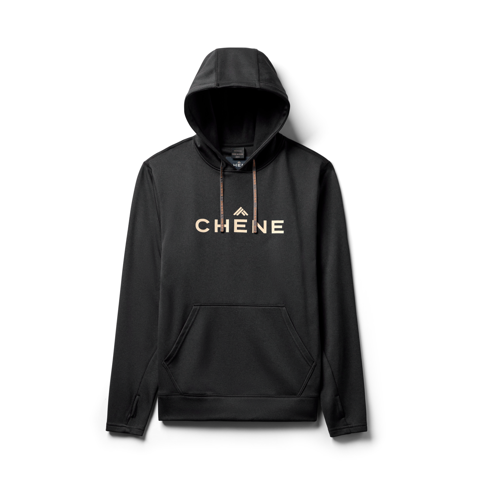 Performance Hoodie in Heather Black, flat lay #heather_black