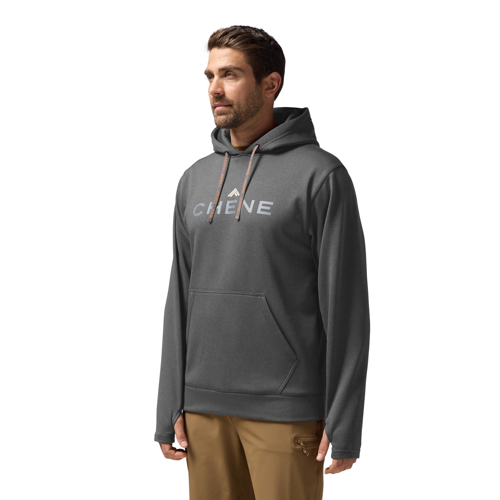 Performance Hoodie in Heather Gray, on model #heather_gray