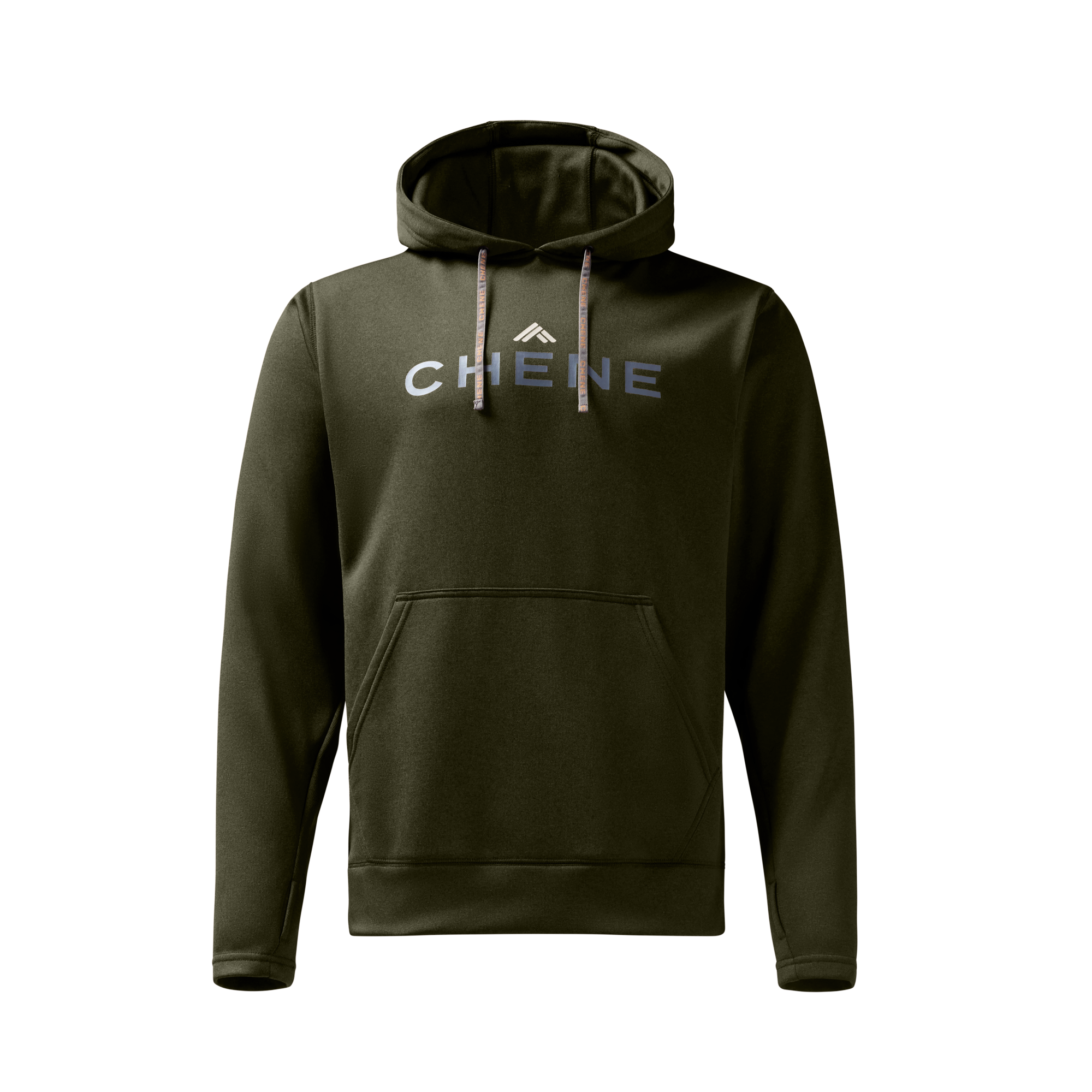 Performance Hoodie in Heather Olive, front view #heather_olive