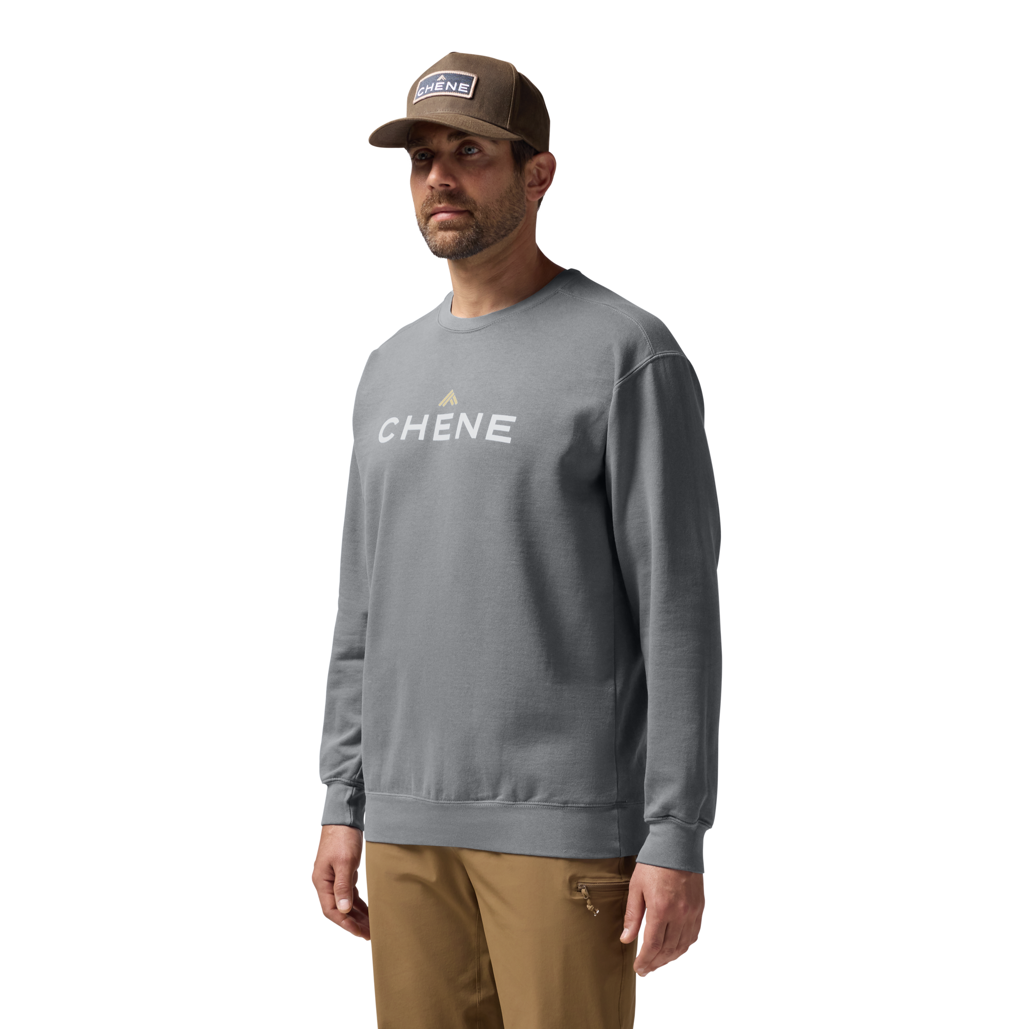Comfort Colors Sweatshirt in Gray, on model #gray