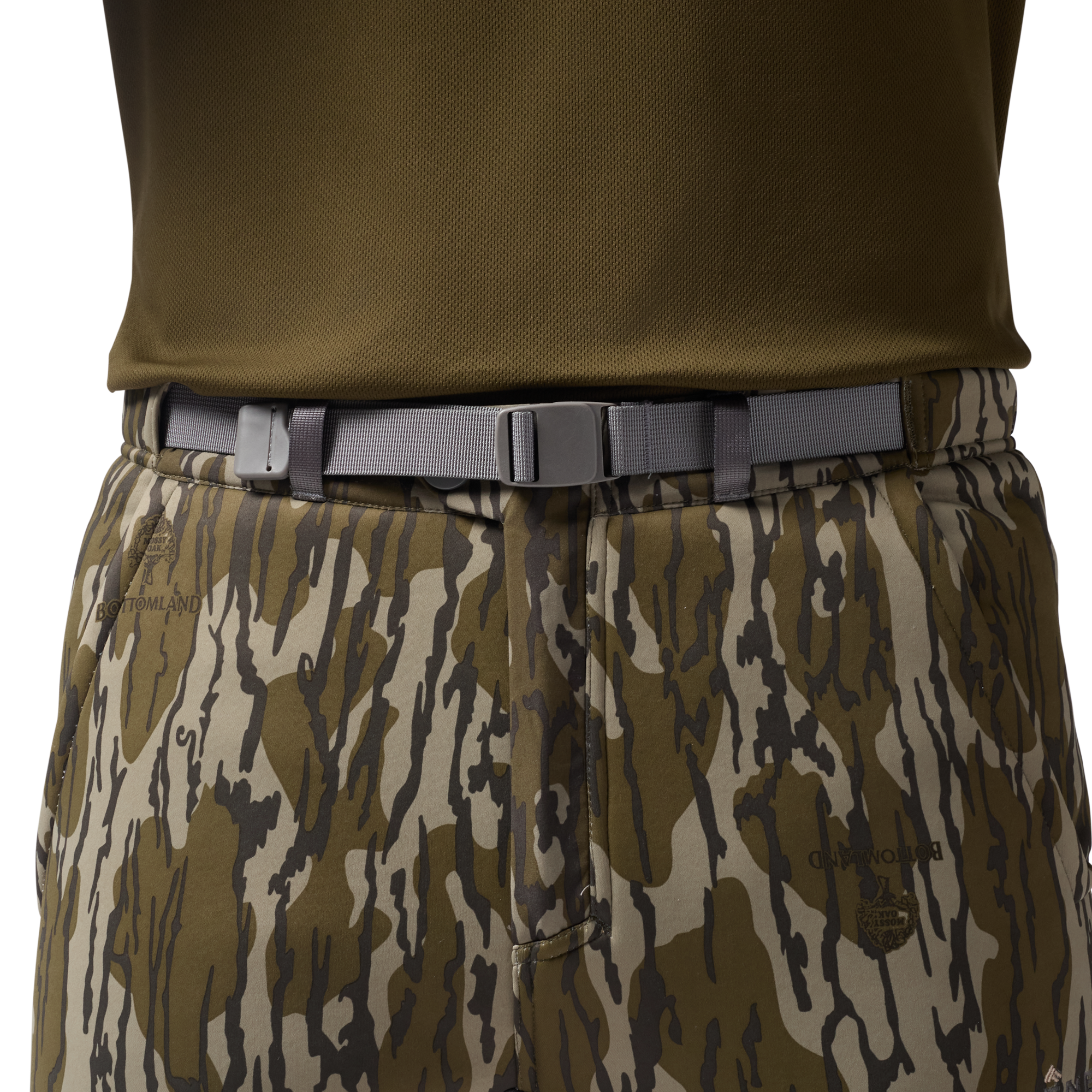 Sherpa Fleece Wader Pant in Mossy Oak Original Bottomland, on model #mossy_oak_original_bottomland