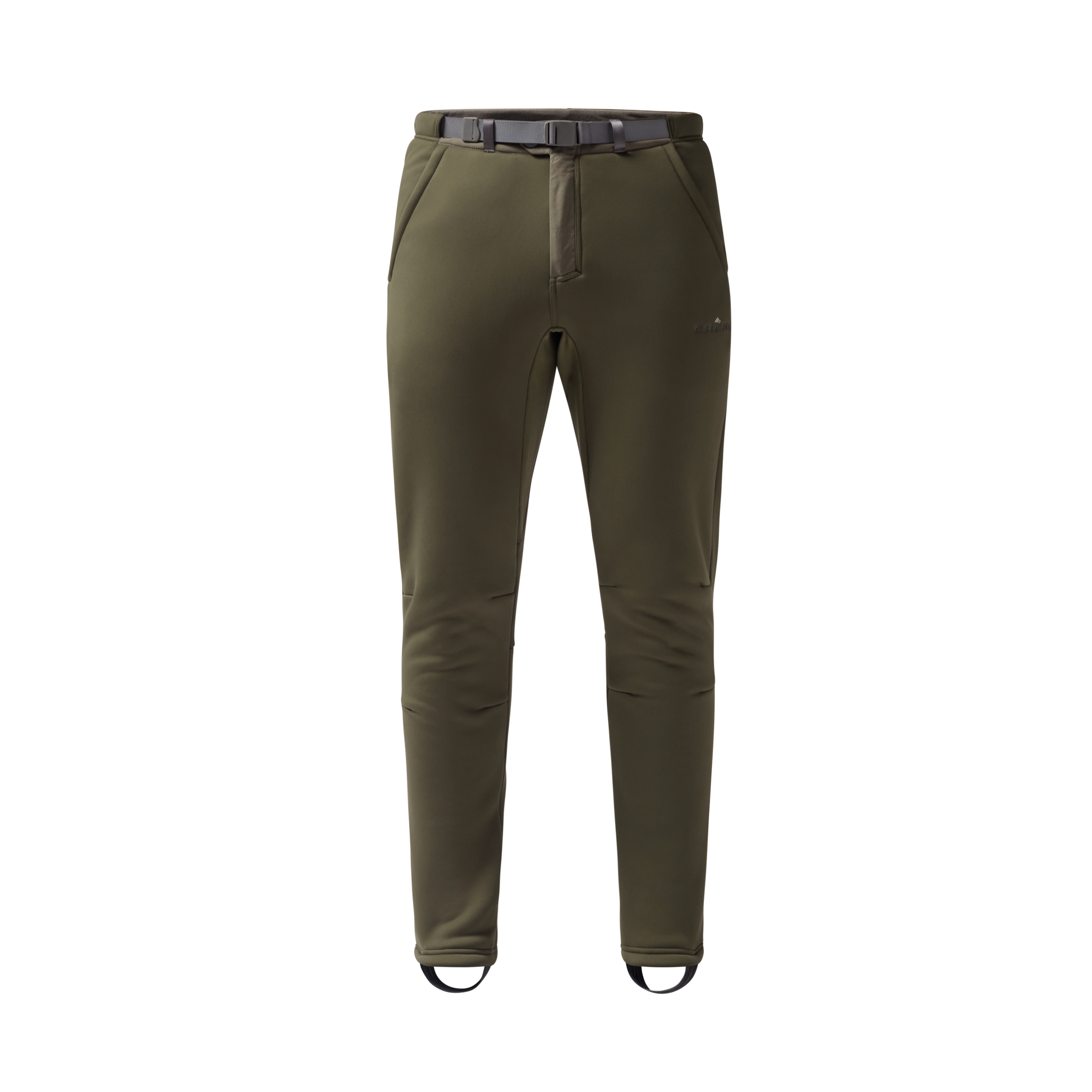 Sherpa Fleece Wader Pant in Olive, front view #olive