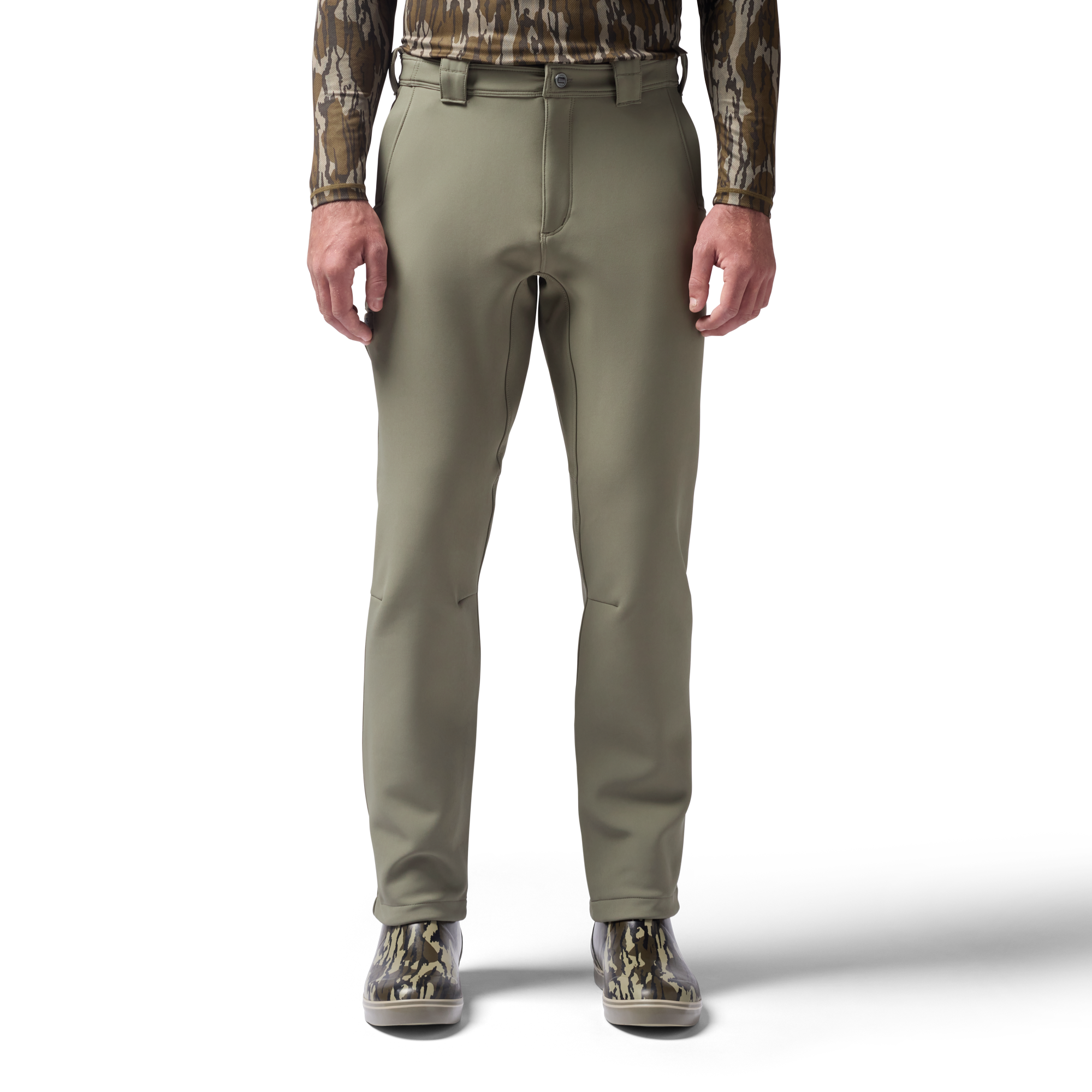 Bonded Fleece Field Pant in Sage, on model #sage