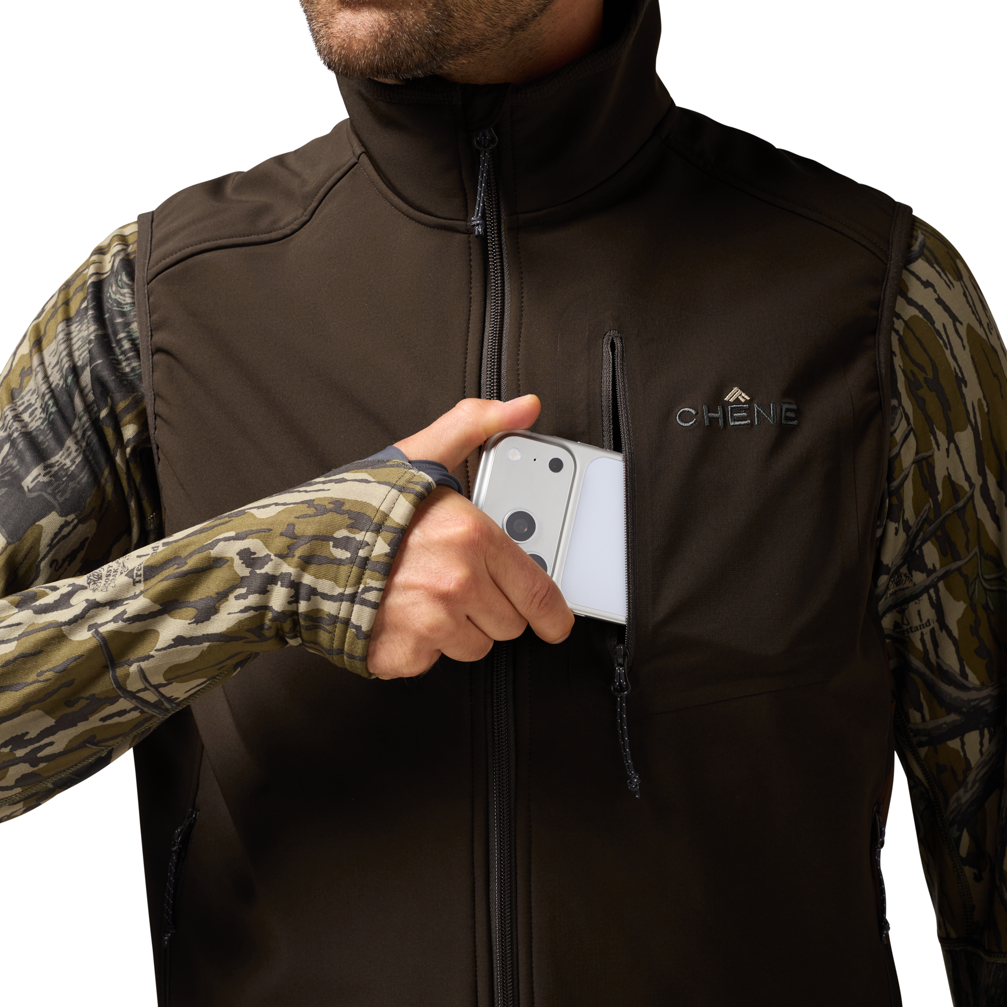 Scout Vest in Brown, on model #brown