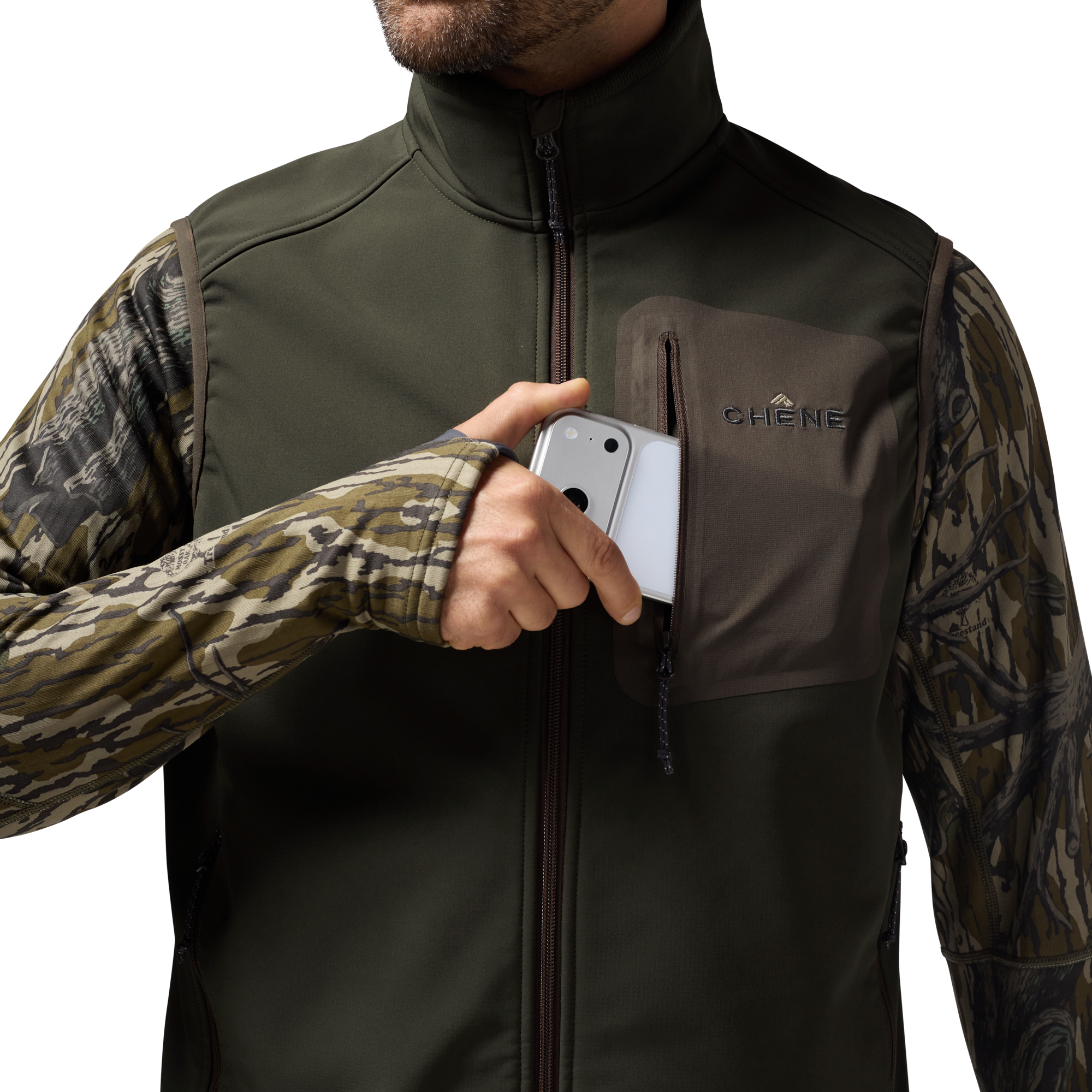 Scout Vest in Dark Green, on model #dark_green