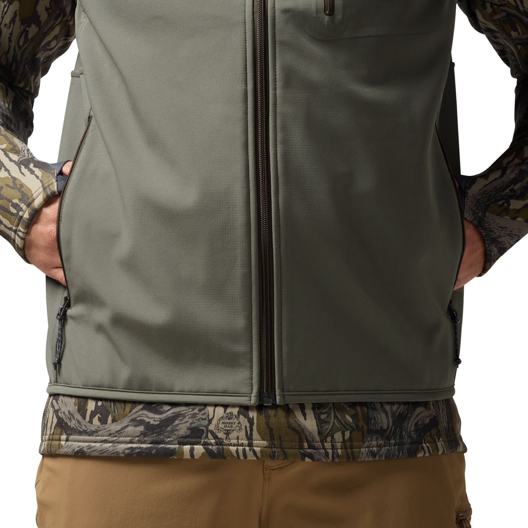 Scout Vest in Sage, on model #sage