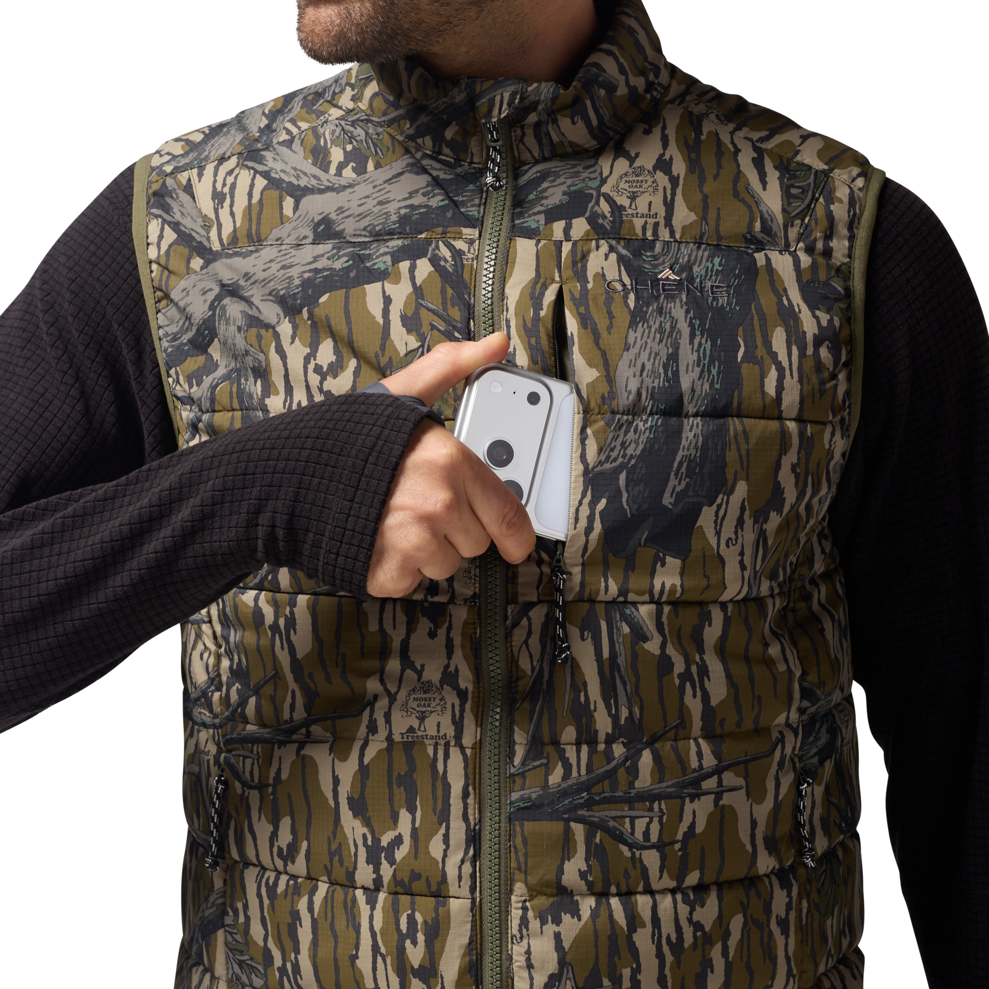 Flyweigh Vest in Mossy Oak Original Treestand, on model #mossy_oak_original_treestand