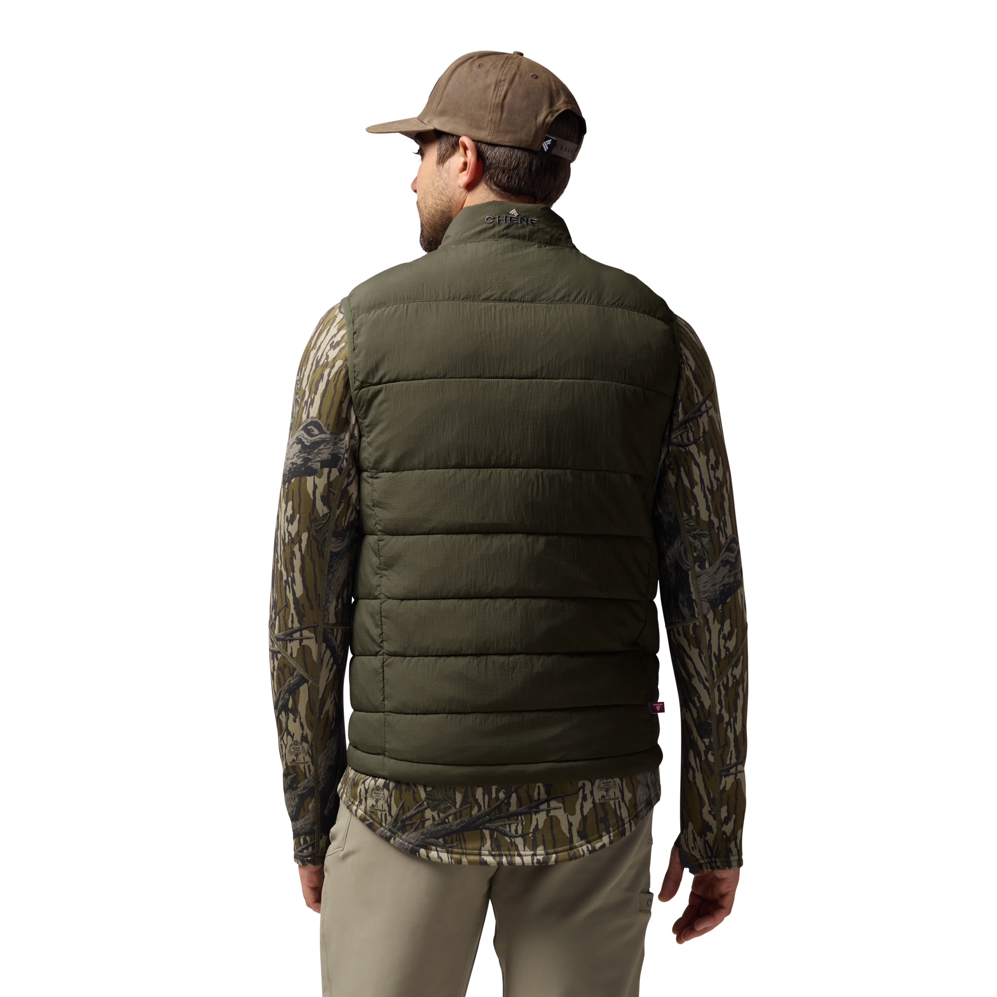 Flyweigh Vest in Olive, on model #olive