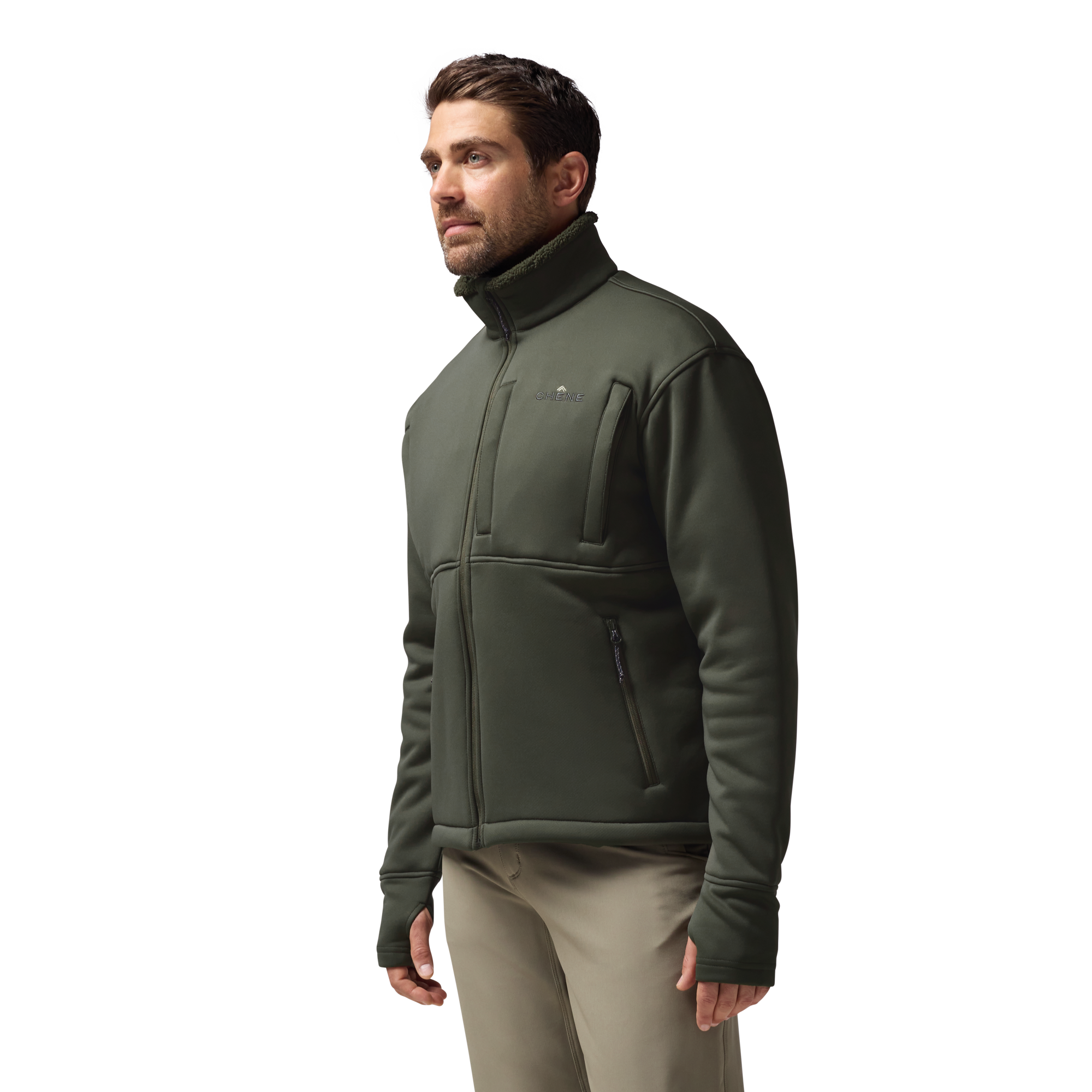 Over/Under Jacket in Cypress, on model #cypress