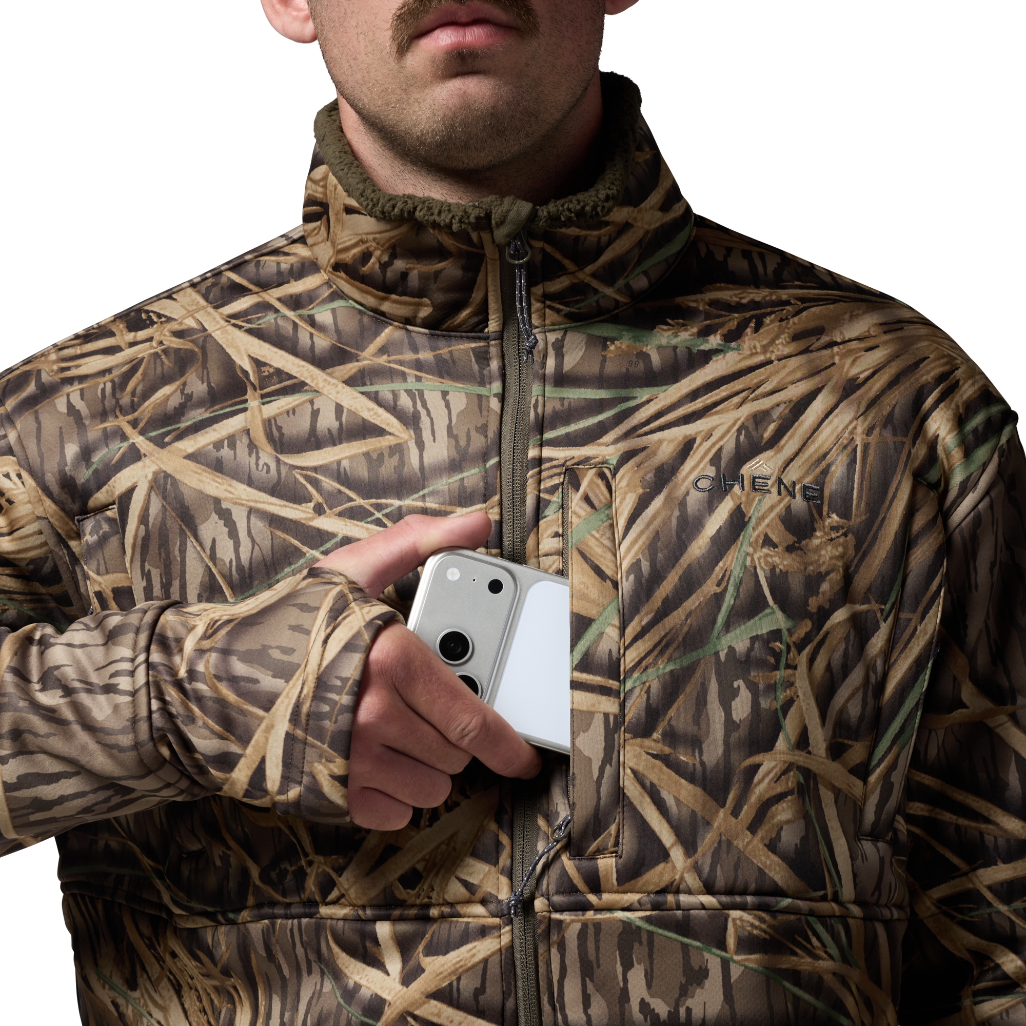 Over/Under Jacket in Mossy Oak Original Shadow Grass, on model #mossy_oak_original_shadow_grass