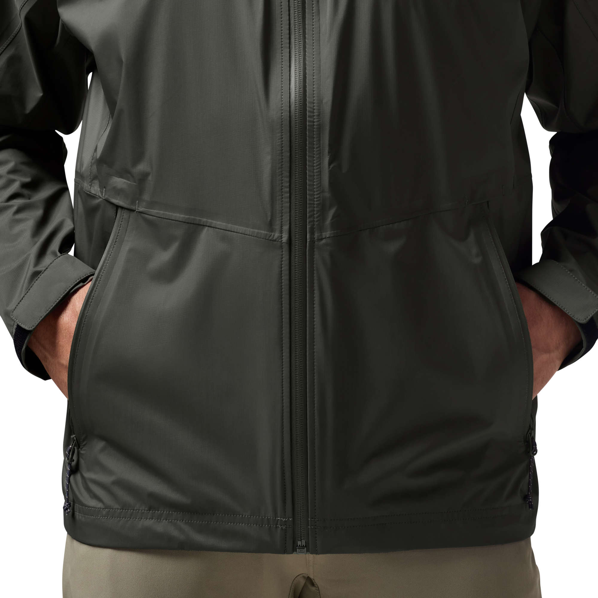 Hydro-Lok Velo Rain Jacket in Cypress, on model #cypress