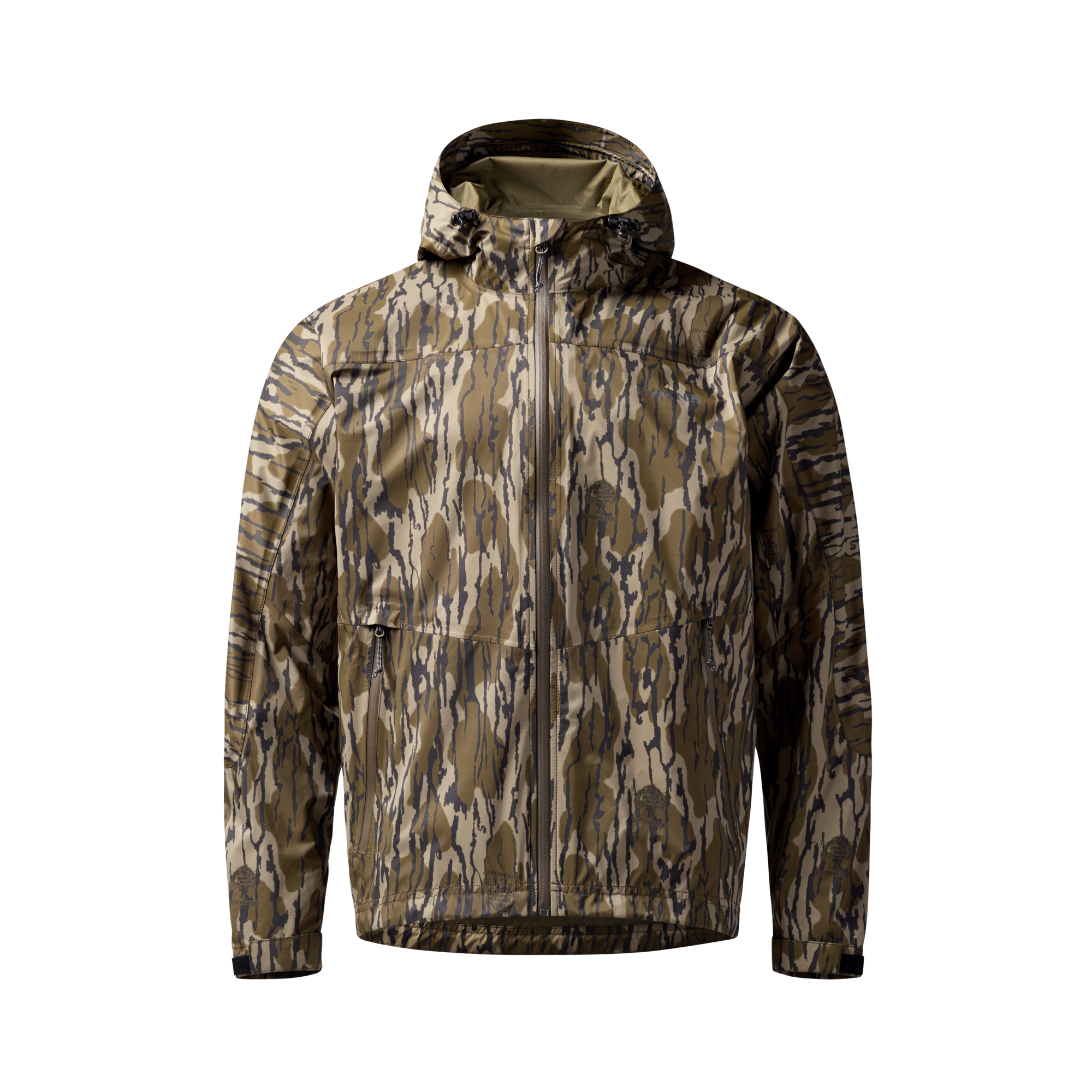 Hydro-Lok Velo Rain Jacket in Mossy Oak Original Bottomland, front view #mossy_oak_original_bottomland