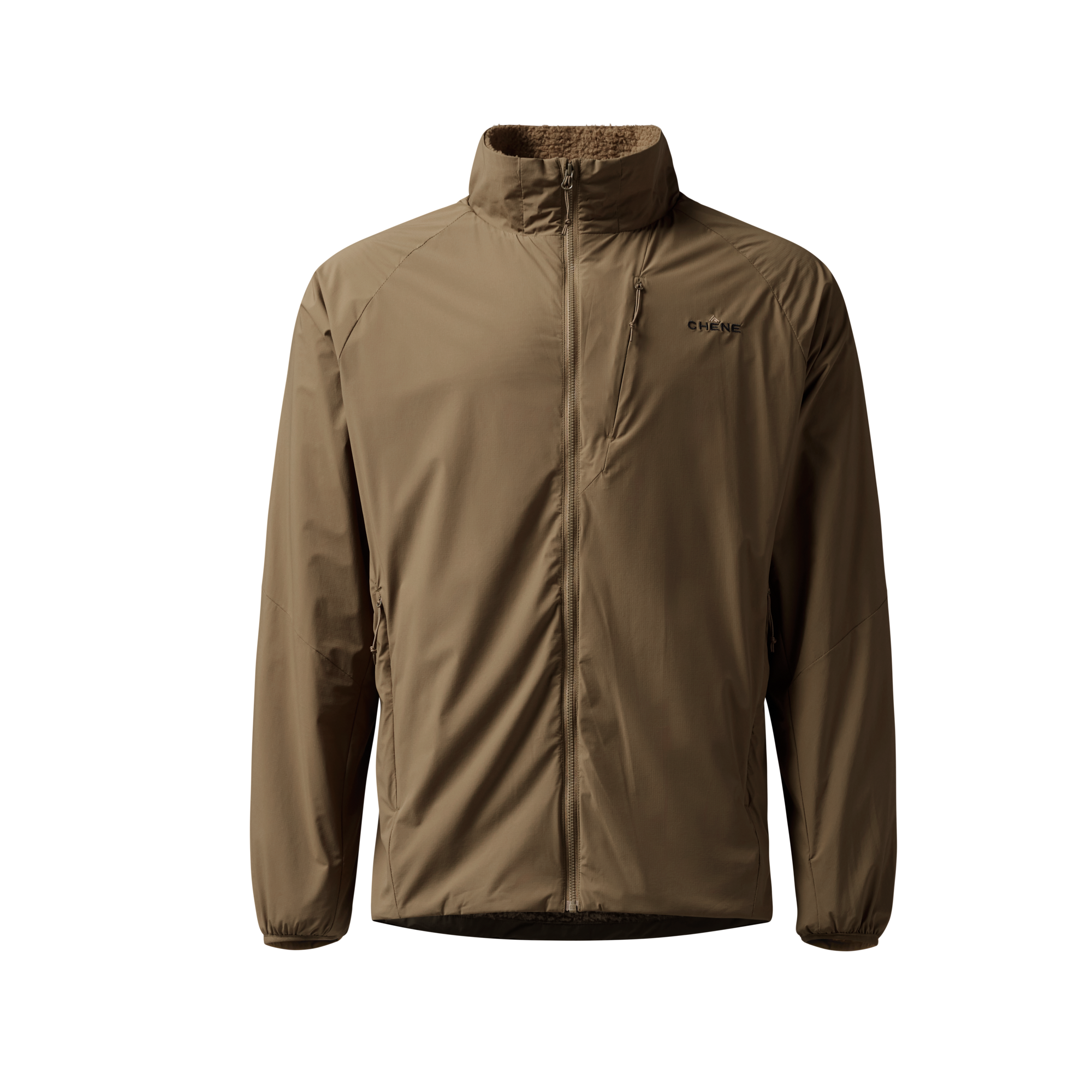 Flux Jacket in Field Khaki, front view #field_khaki