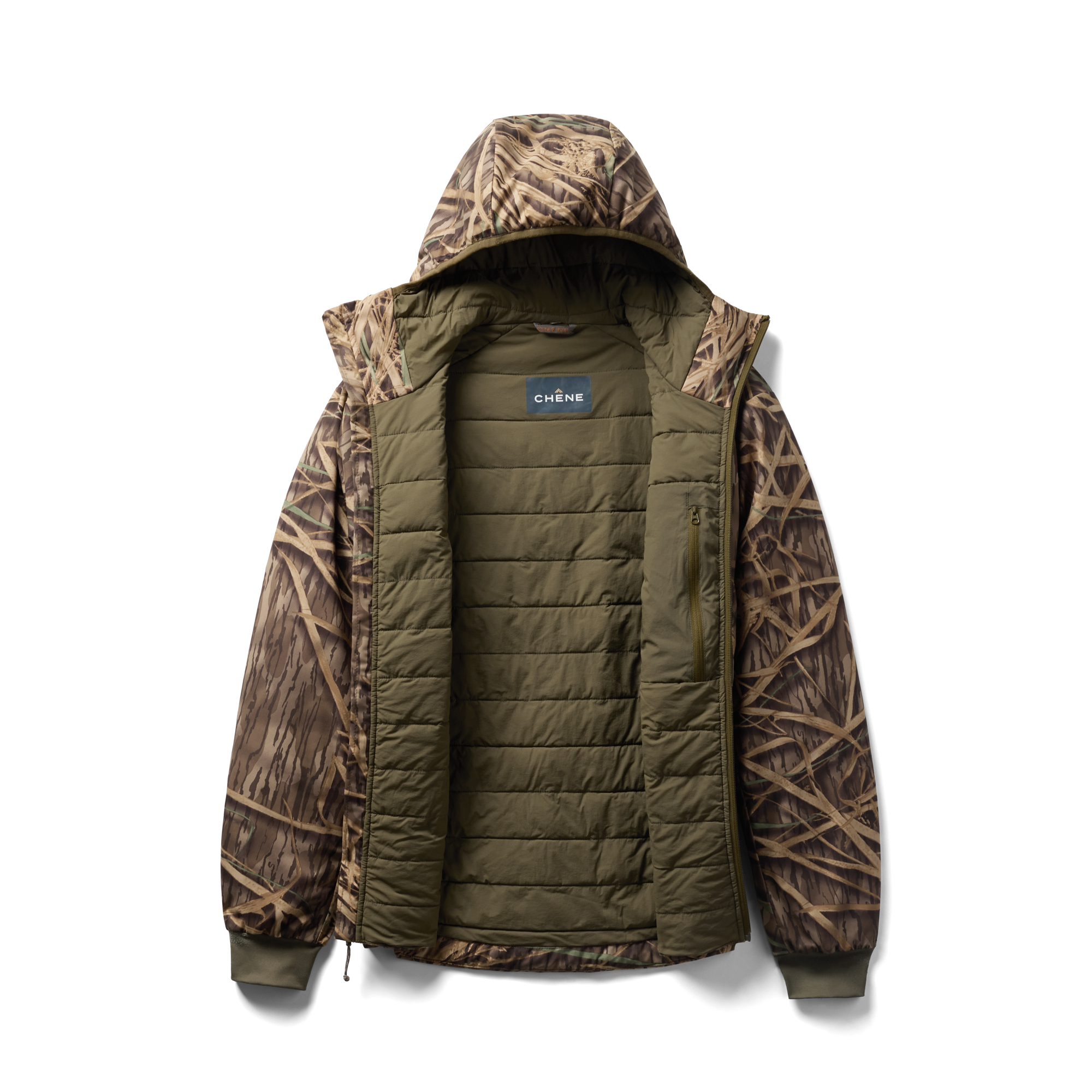 Flyweigh Jacket in Mossy Oak Original Shadow Grass, flat lay #mossy_oak_original_shadow_grass