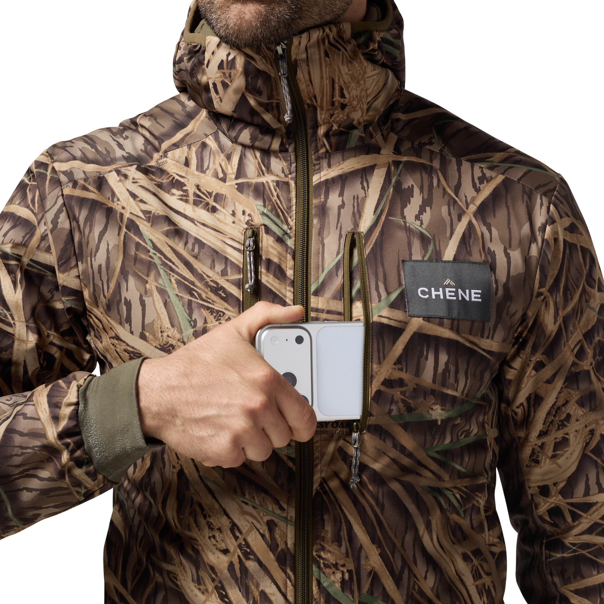 Flyweigh Jacket in Mossy Oak Original Shadow Grass, on model #mossy_oak_original_shadow_grass