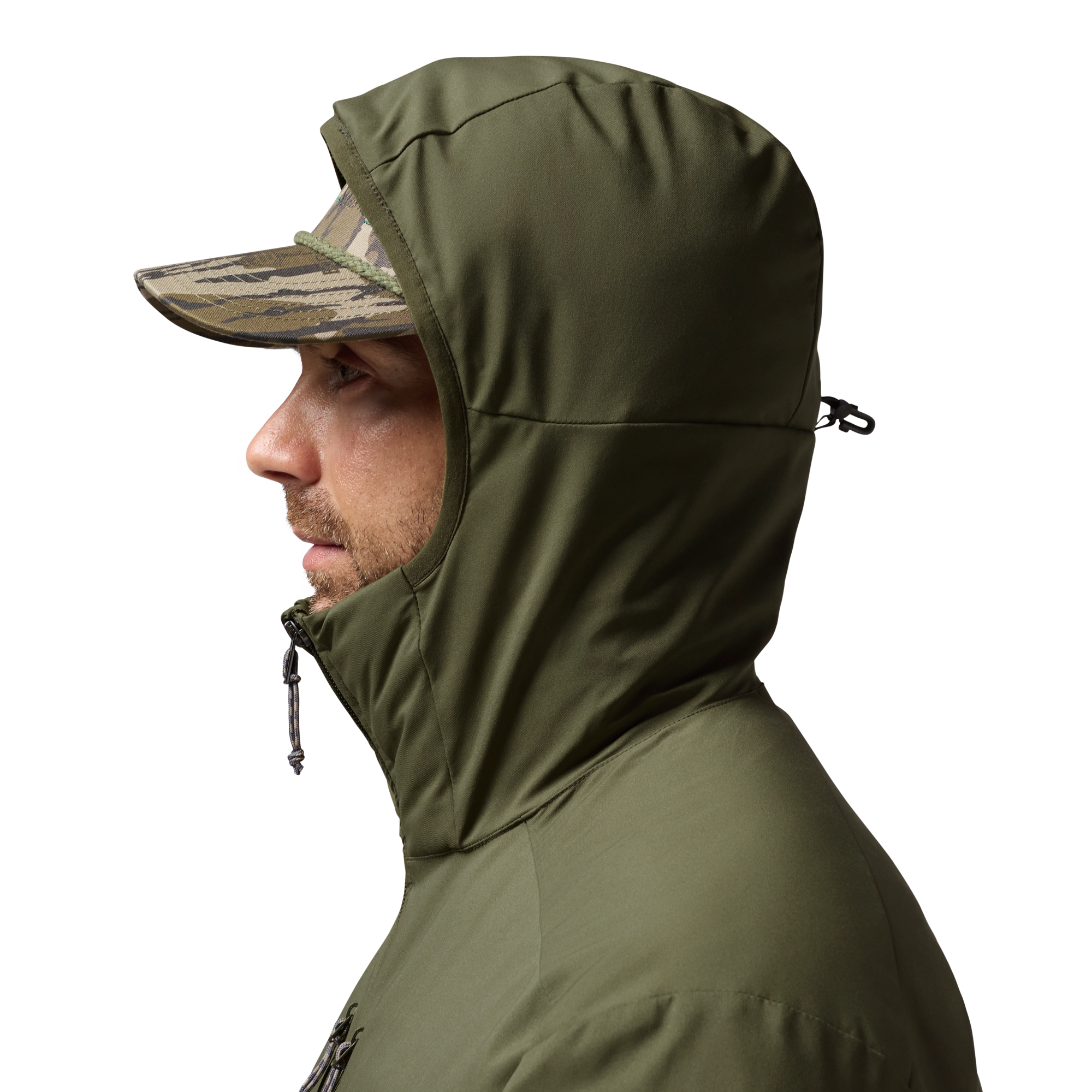 Flyweigh Jacket in Olive, on model #olive