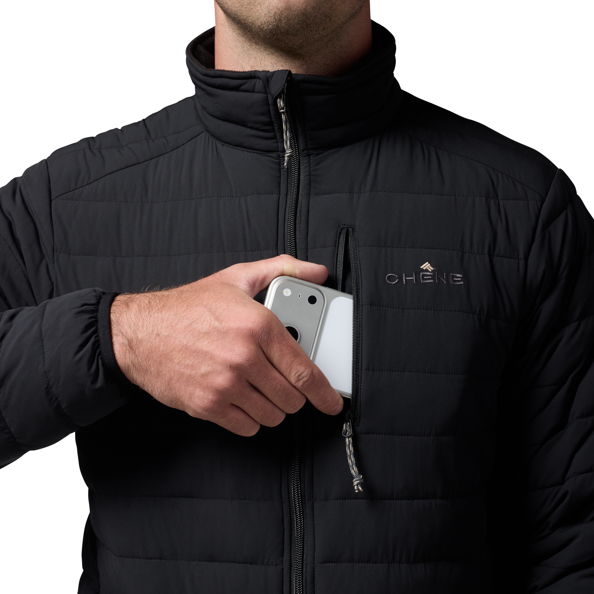 Camp Jacket in Black, on model #black