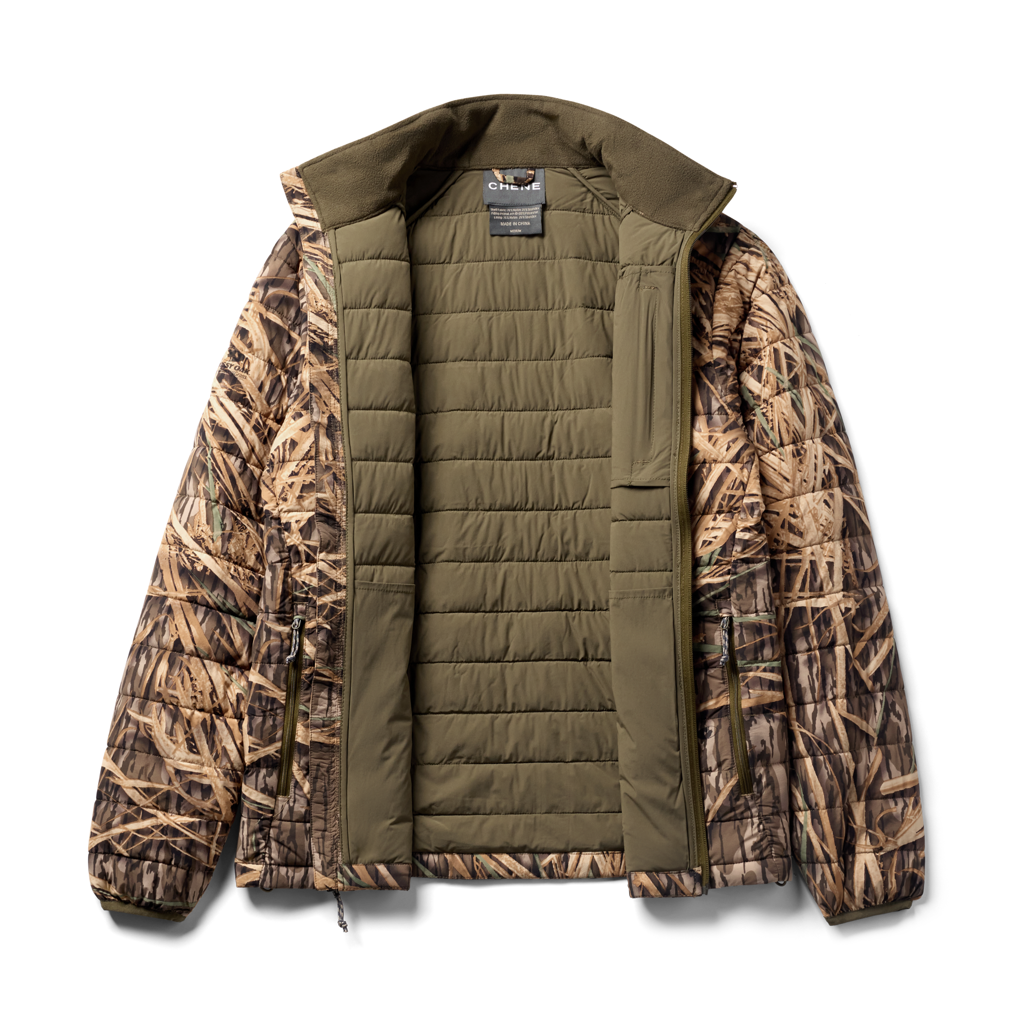Camp Jacket in Mossy Oak Original Shadow Grass, flat lay #mossy_oak_original_shadow_grass