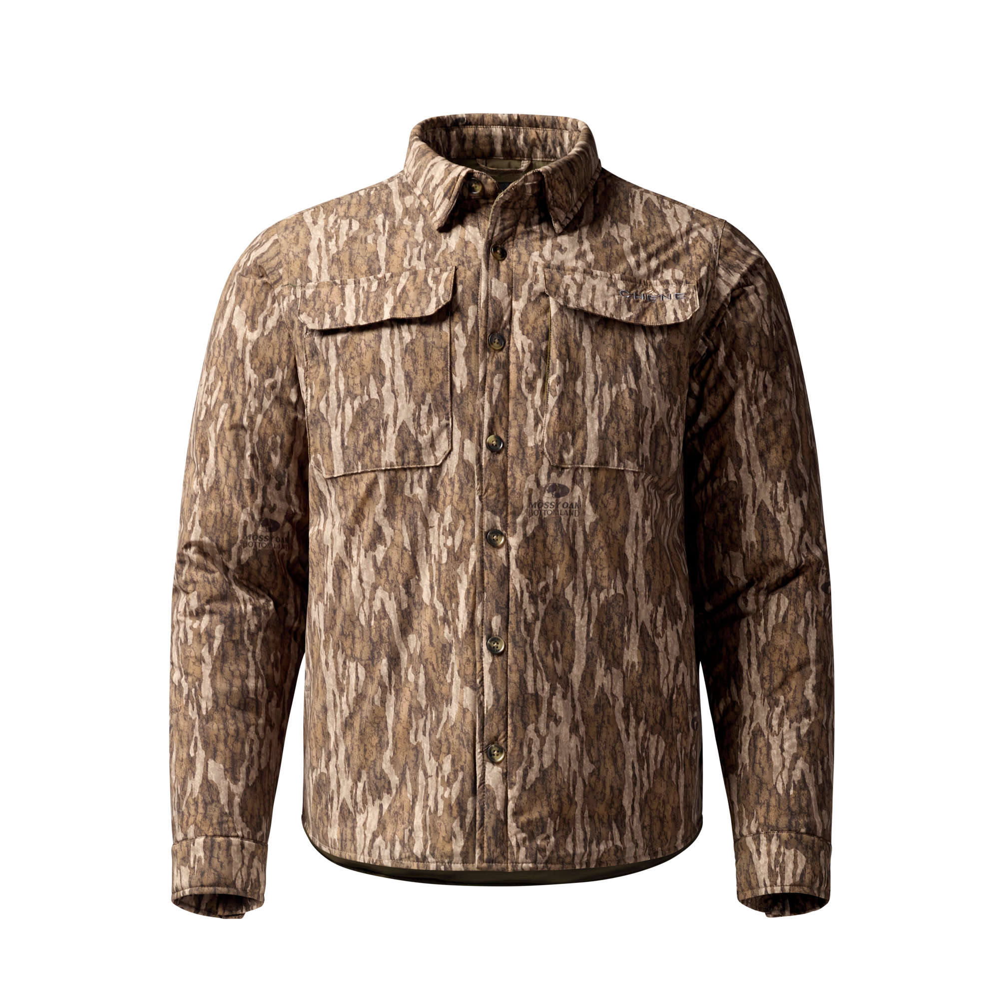 Flyweigh Jac-Shirt in Mossy Oak Bottomland, front view #mossy_oak_bottomland