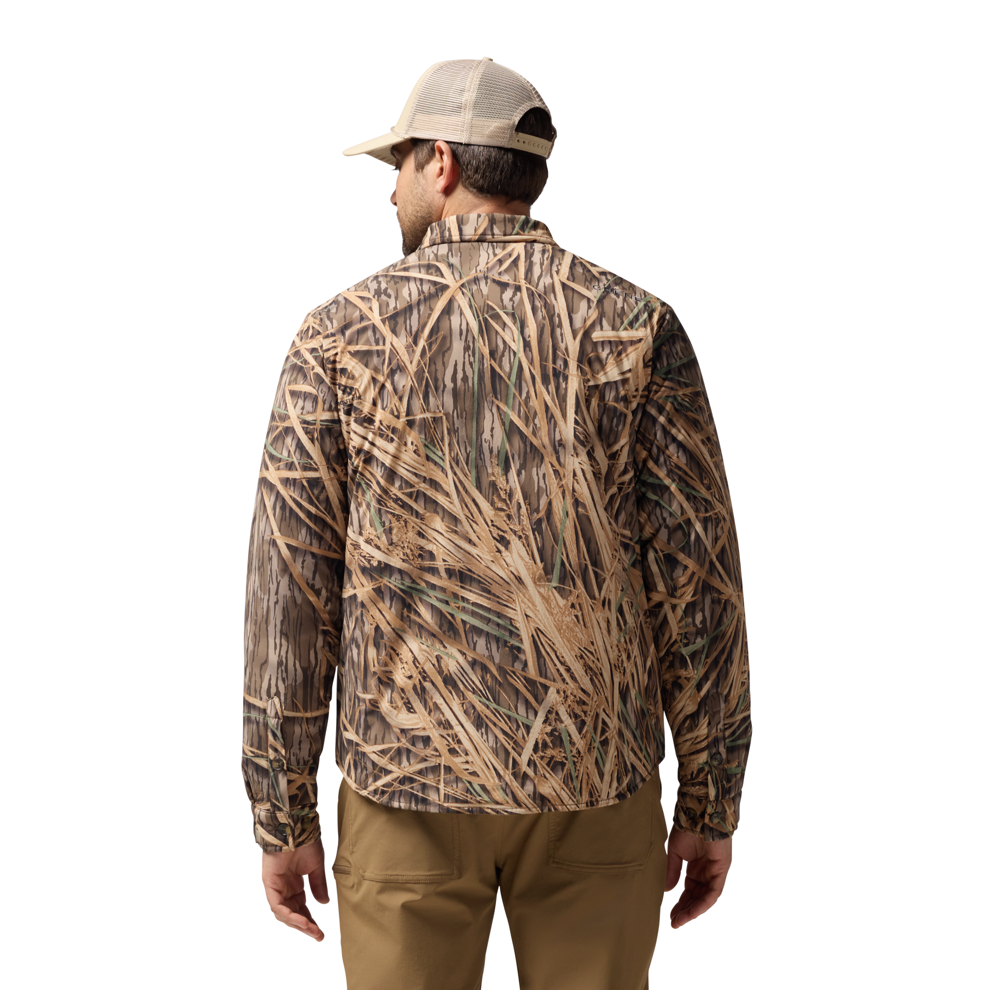 Flyweigh Jac-Shirt in Mossy Oak Original Shadow Grass, on model #mossy_oak_original_shadow_grass