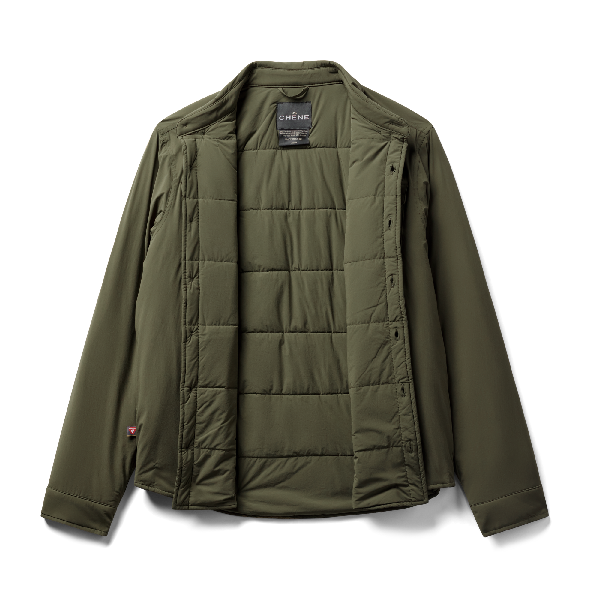 Flyweigh Jac-Shirt in Olive, flat lay #olive