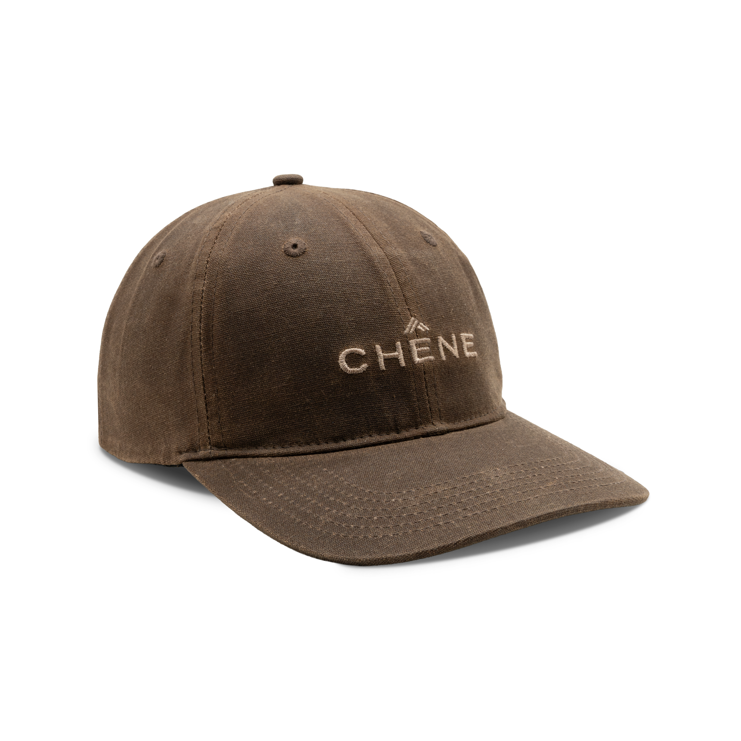 6-Panel Embroidered Waxed Cotton Cap in Buck, front view #buck