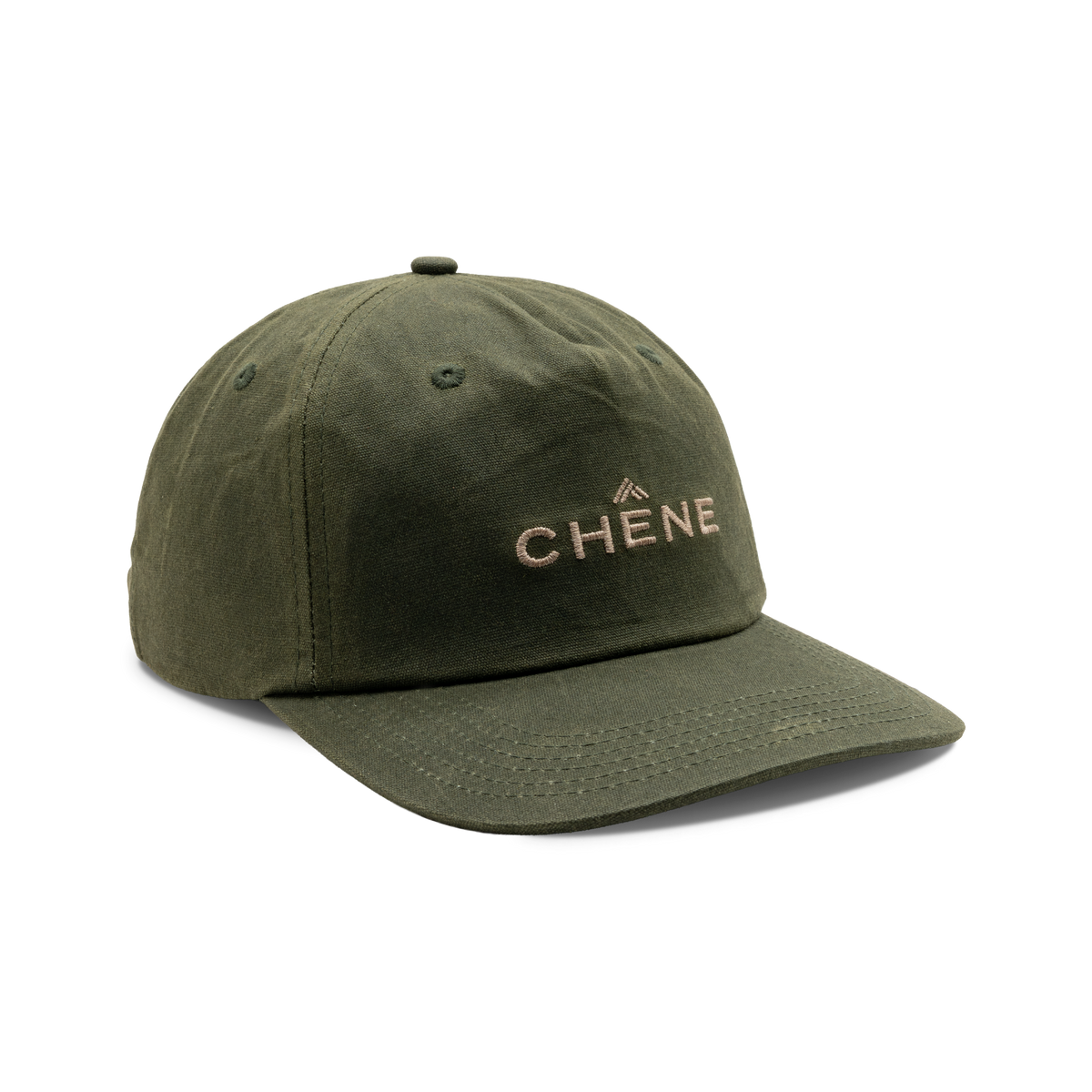 Unstructured 5-Panel Embroidered Waxed Cotton Cap in Dark Olive, front view #dark_olive