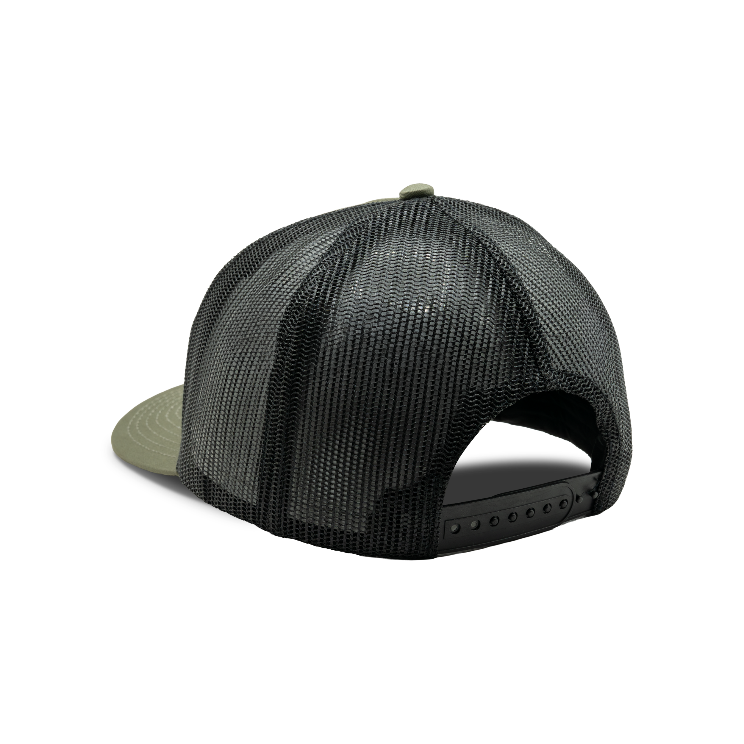 5-Panel Logo Patch Cap in Dark Olive / Black, back view #dark_olive_/_black
