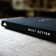 a black book on a table