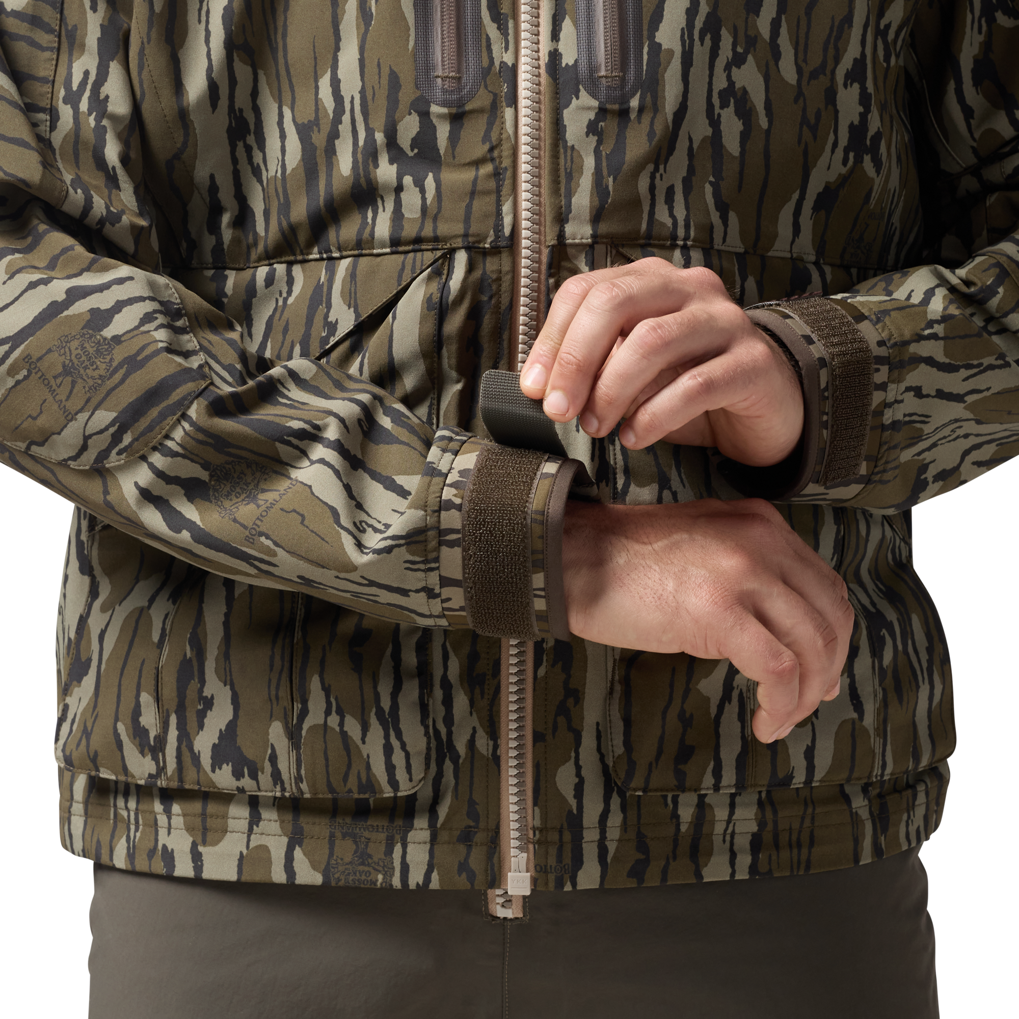 Hydro-Lok Shell Jacket in Mossy Oak Original Bottomland, on model #mossy_oak_original_bottomland
