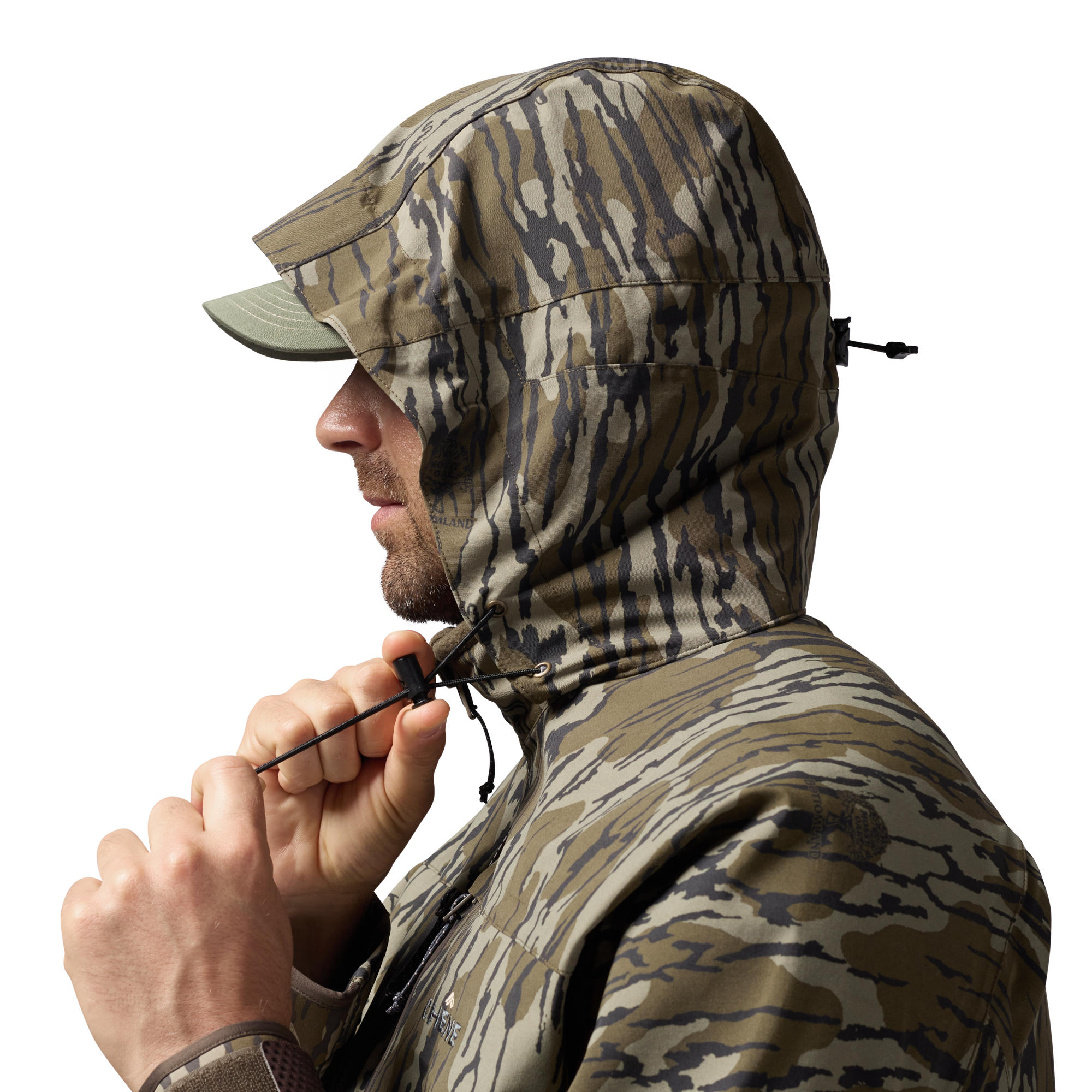 Hydro-Lok Shell Jacket in Mossy Oak Original Bottomland, on model #mossy_oak_original_bottomland