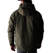 a man wearing a green jacket