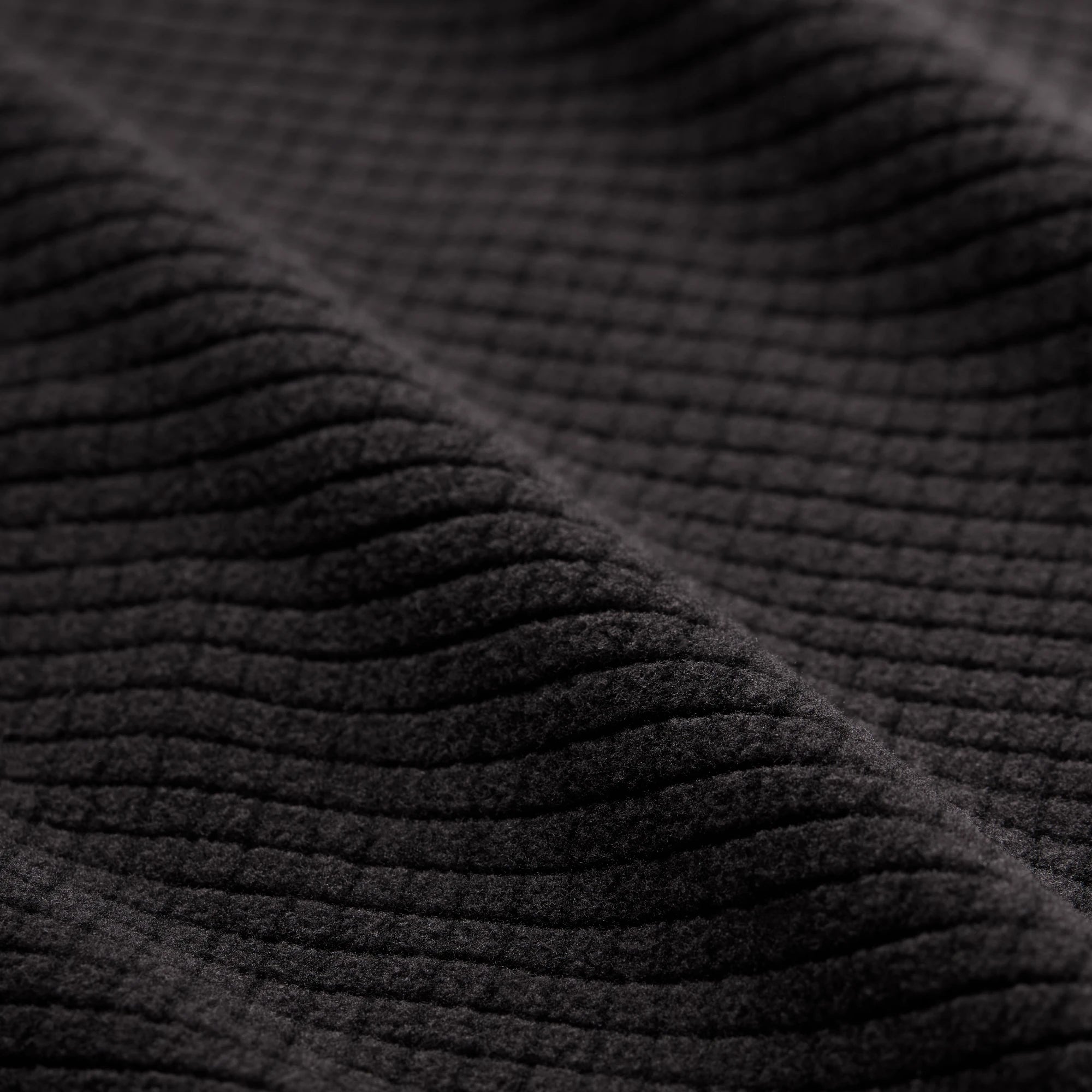 Sixty Series Check Fleece Half Zip with Hood in Black, fabric detail #black