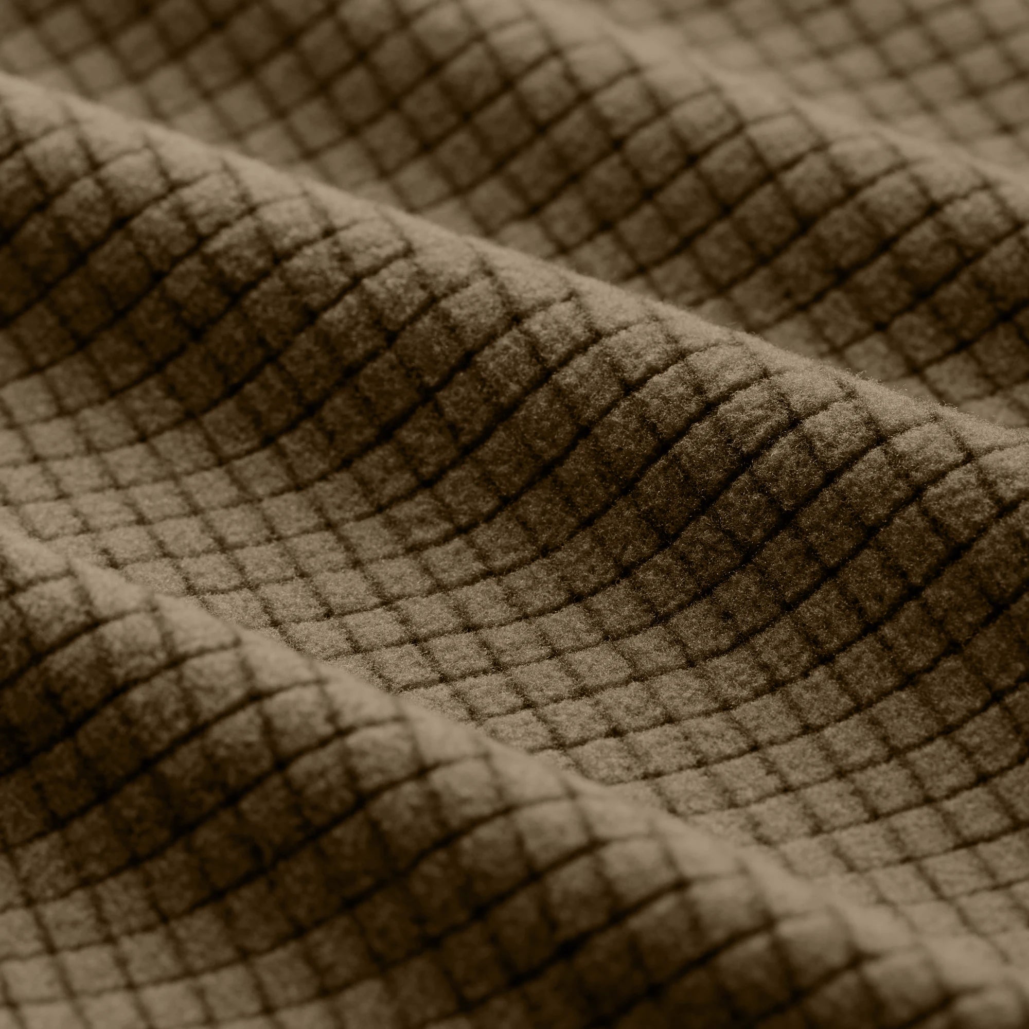 Sixty Series Check Fleece Half Zip with Hood in Field Khaki, fabric detail #field_khaki