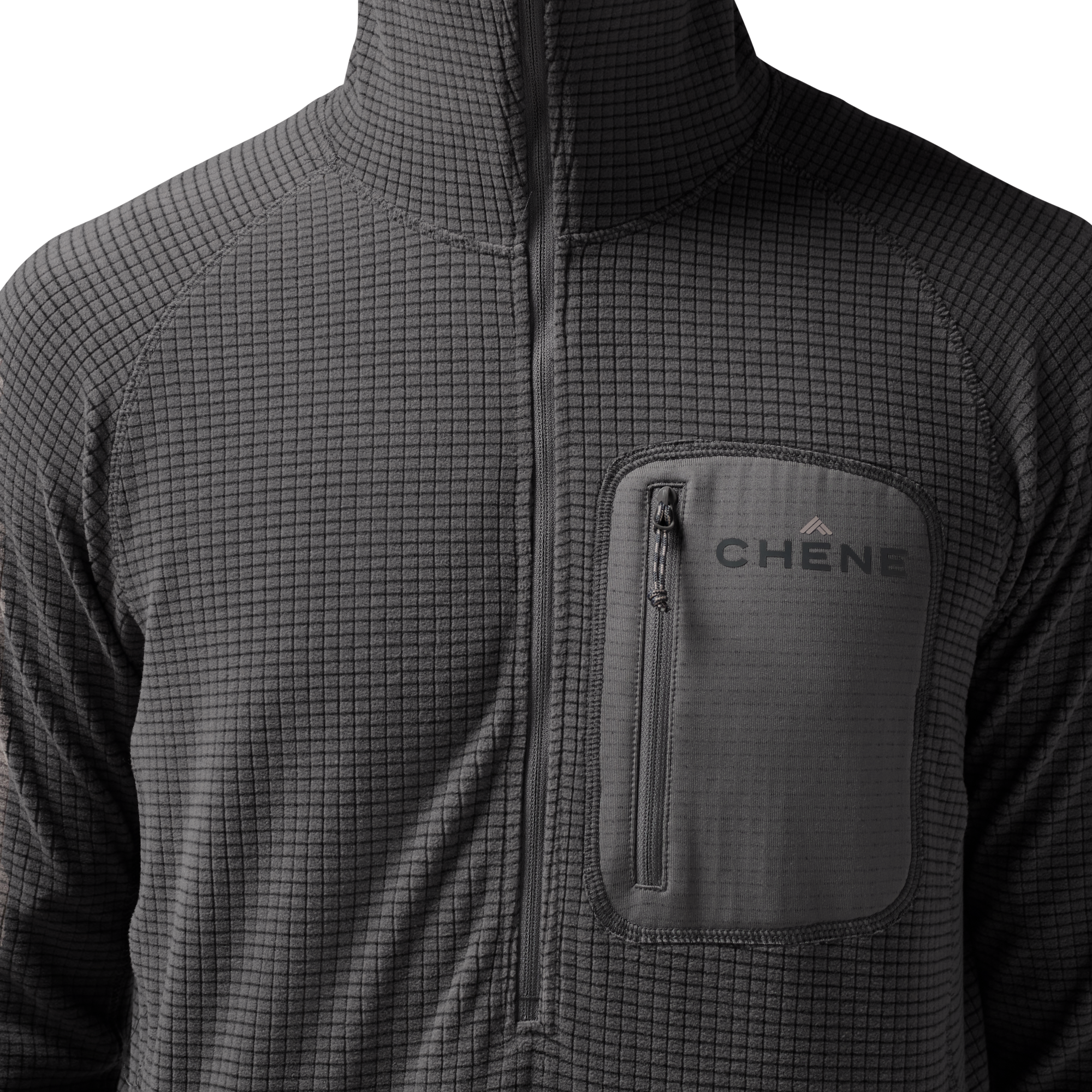 Sixty Series Check Fleece Half Zip with Hood in Gray, on model #gray