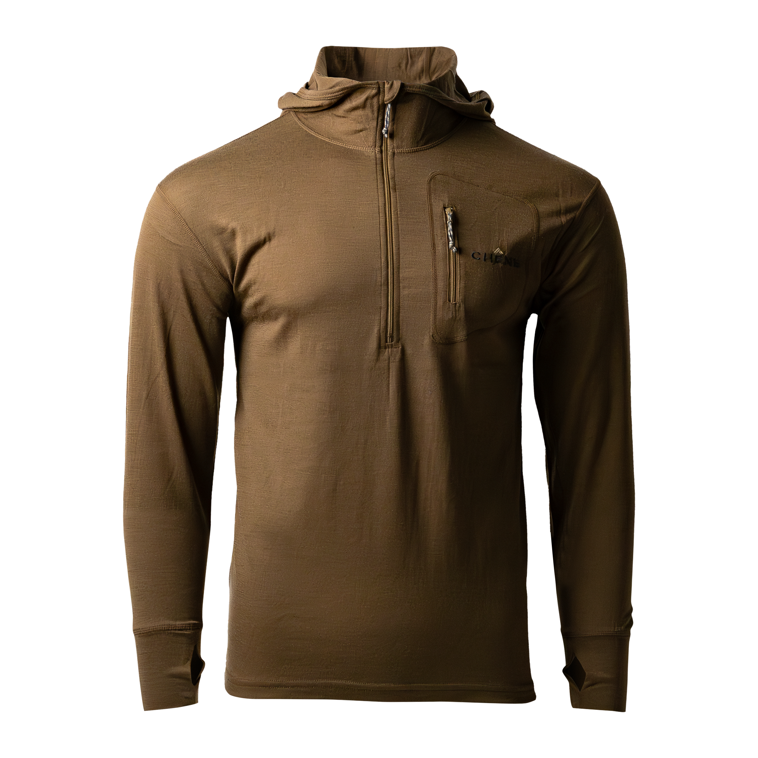 Merino Wool Hooded Long Sleeve Shirt | 1/2 Zip | Chêne Gear® Merino Wool Hooded Long Sleeve Shirt | 1/2 Zip | Chêne Gear®